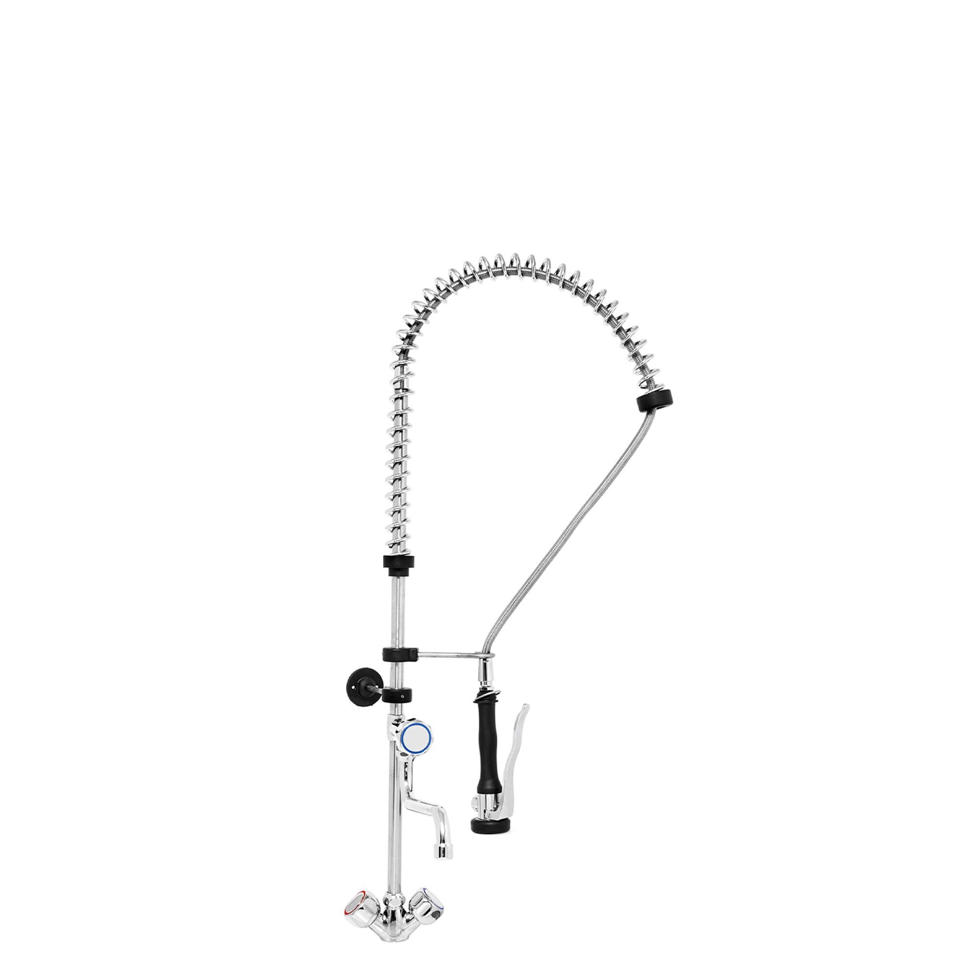 Monobloc pre-rinse spray unit 6000 PREMIUM PLUS - wall-mounted - with twin levers, mixer tap, swivel spout, spray gun, flexible hose & wall bracket included - height 1070mm