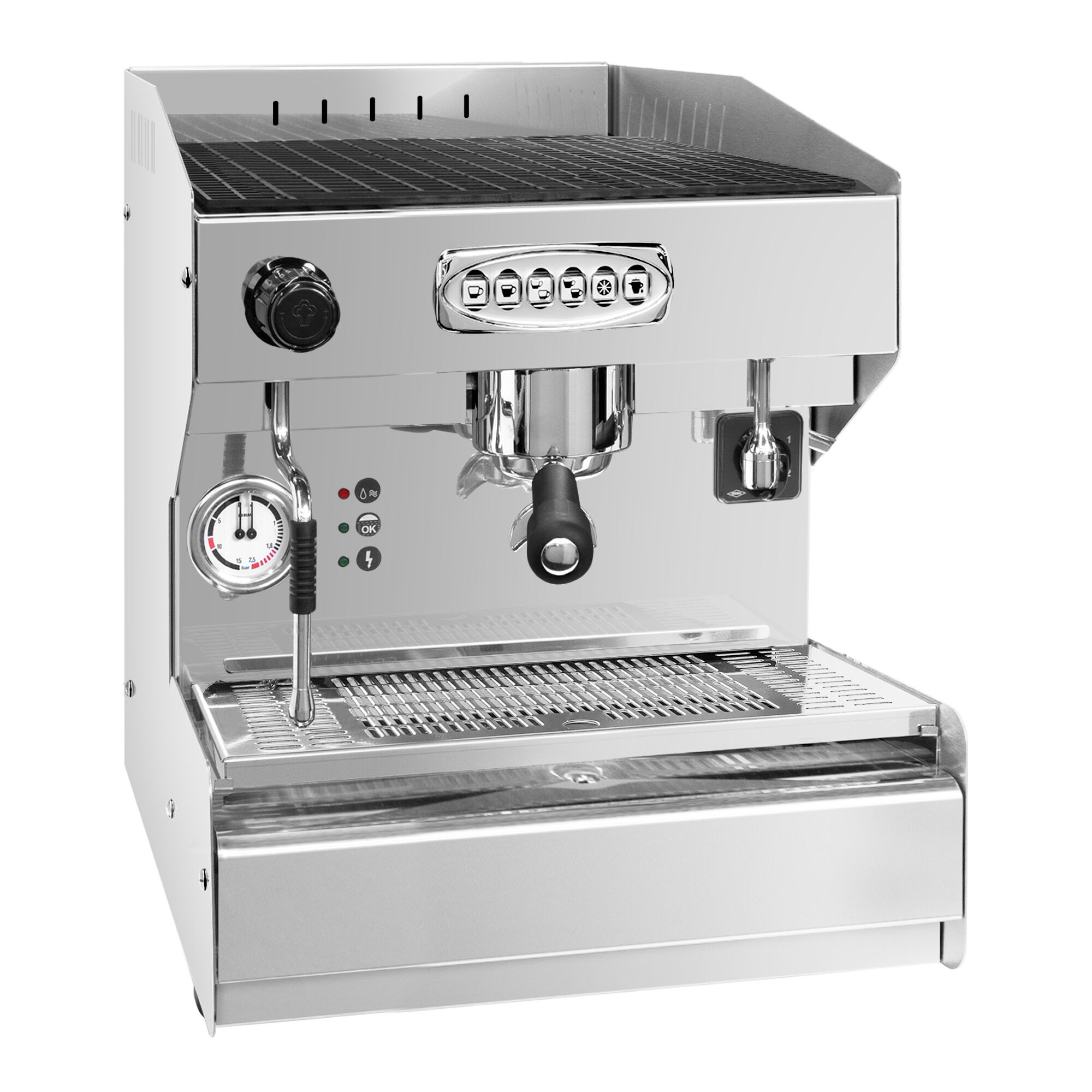 Machine à café porte-filtre « Allegro » – 1 groupe – avec système de préinfusion inclus