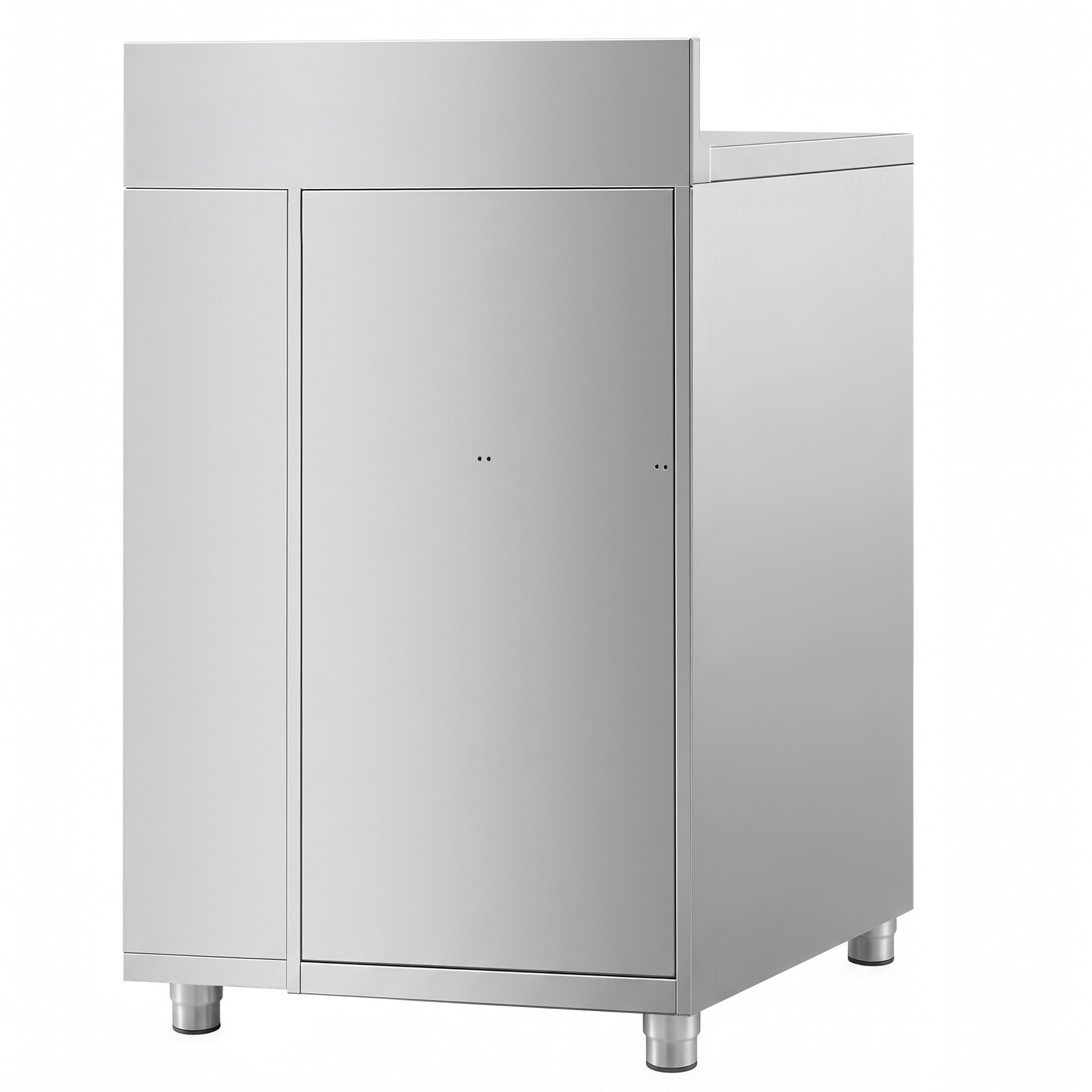 Arbetsskåp – för kaffebryggare – 1200 x 600 mm – med 2 svängdörrar, 2 lådor, avklappningsanordning, 3 hyllor och upphöjd kant