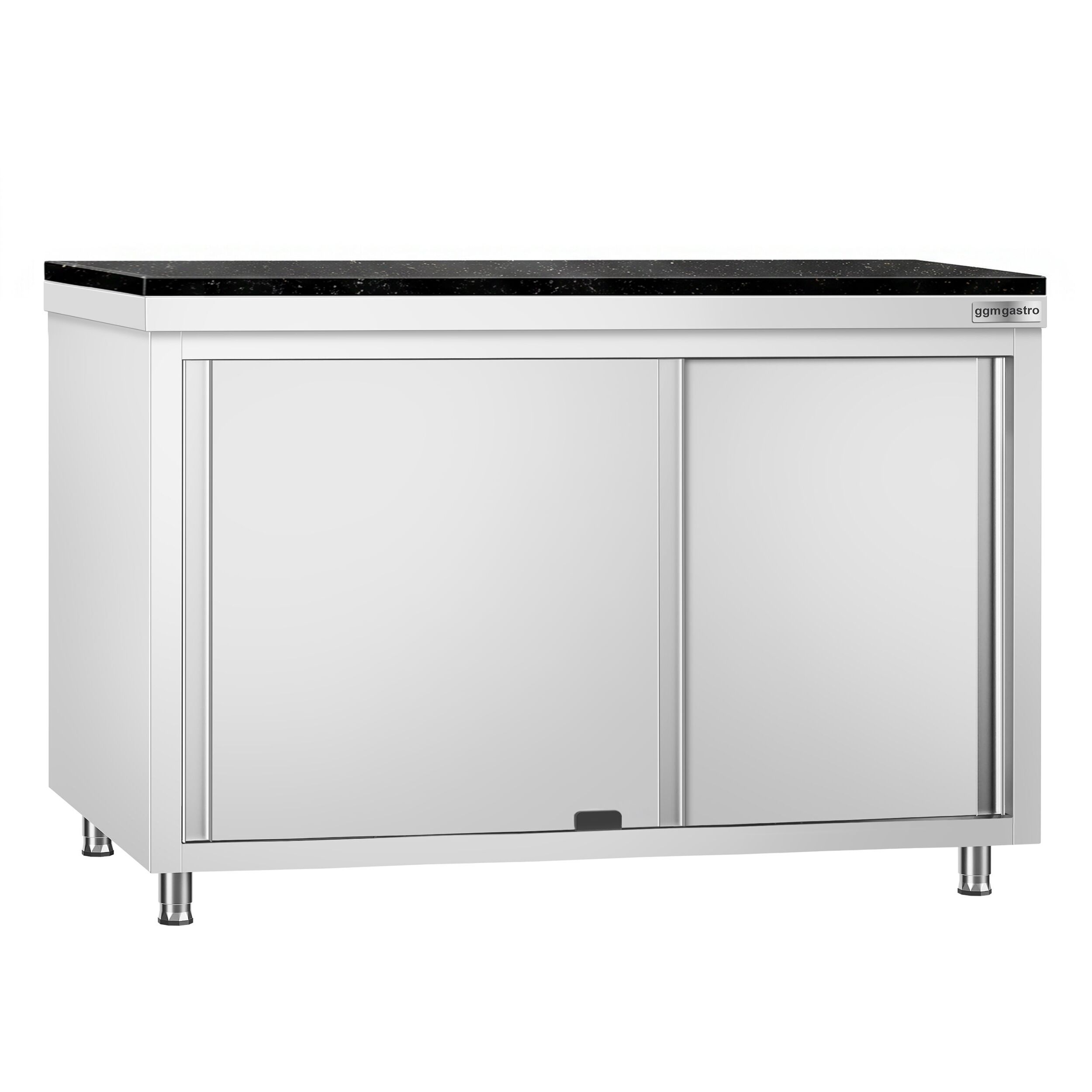 Edelstahl Arbeitsschrank PREMIUM - 1400x700mm - mit Durchreiche - inkl. Granitarbeitsplatte