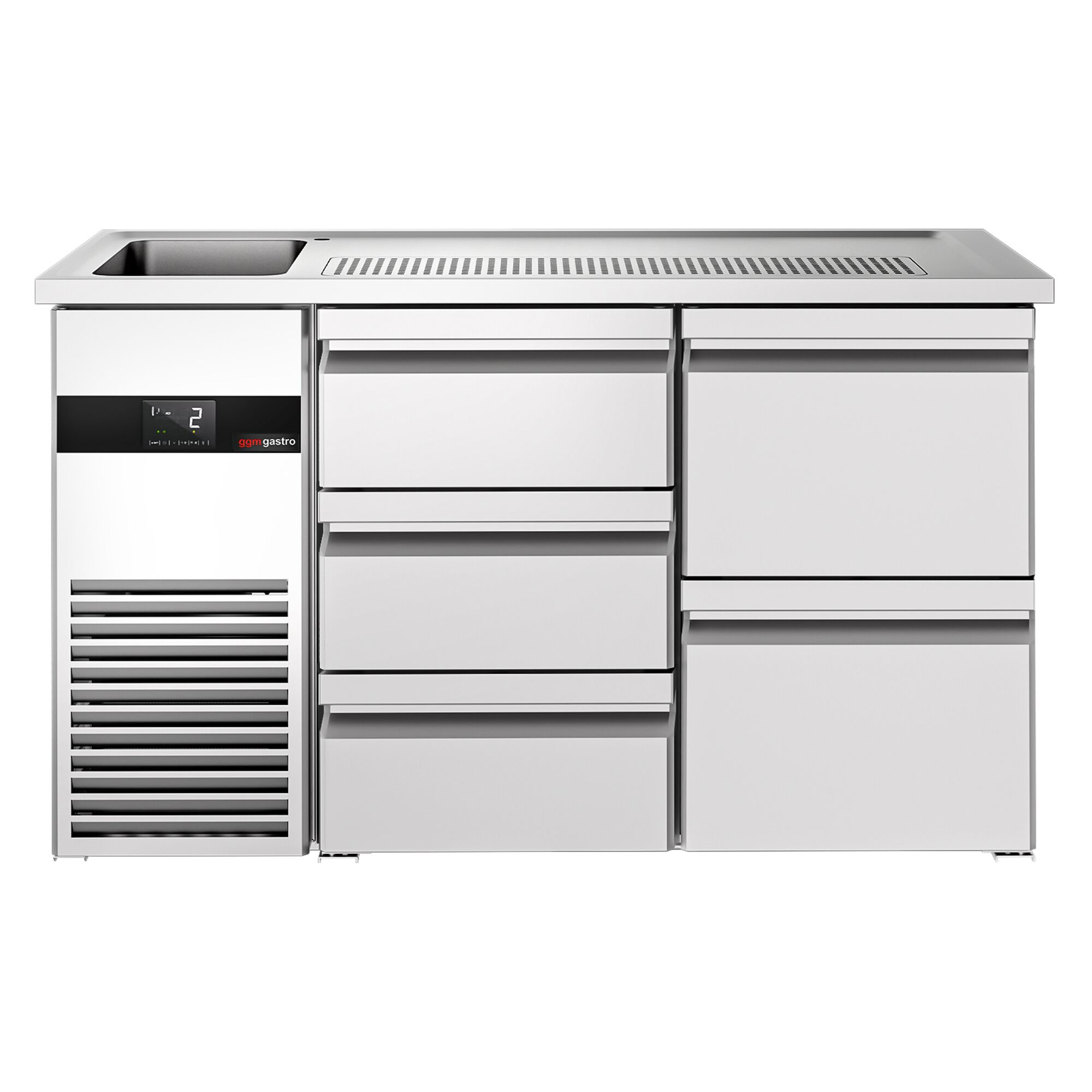 Comptoir de bar réfrigéré PREMIUM - 1550x700mm - 5 tiroirs