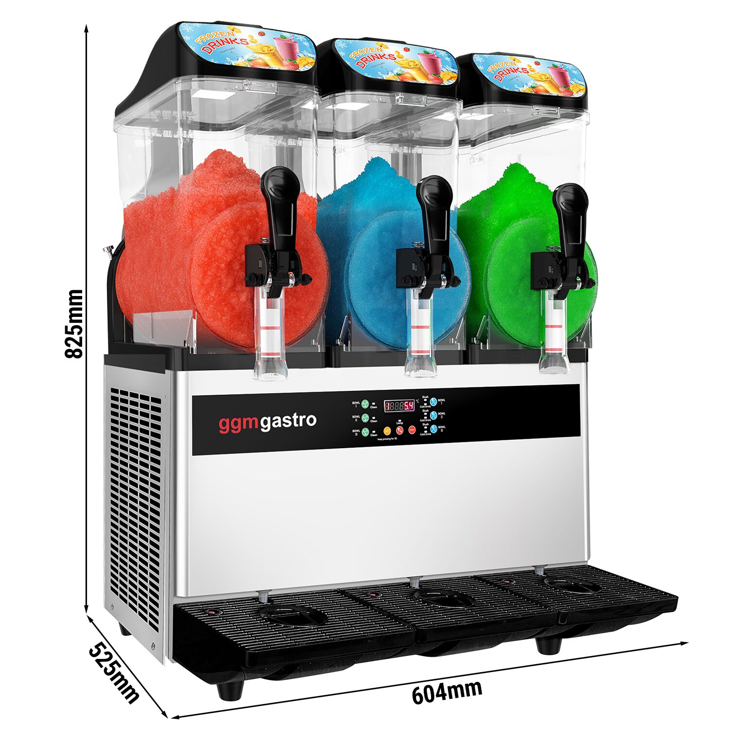 Machine à granita Professionnelle - 3x 12L - 1,1kW - Digital - Noir/Argent