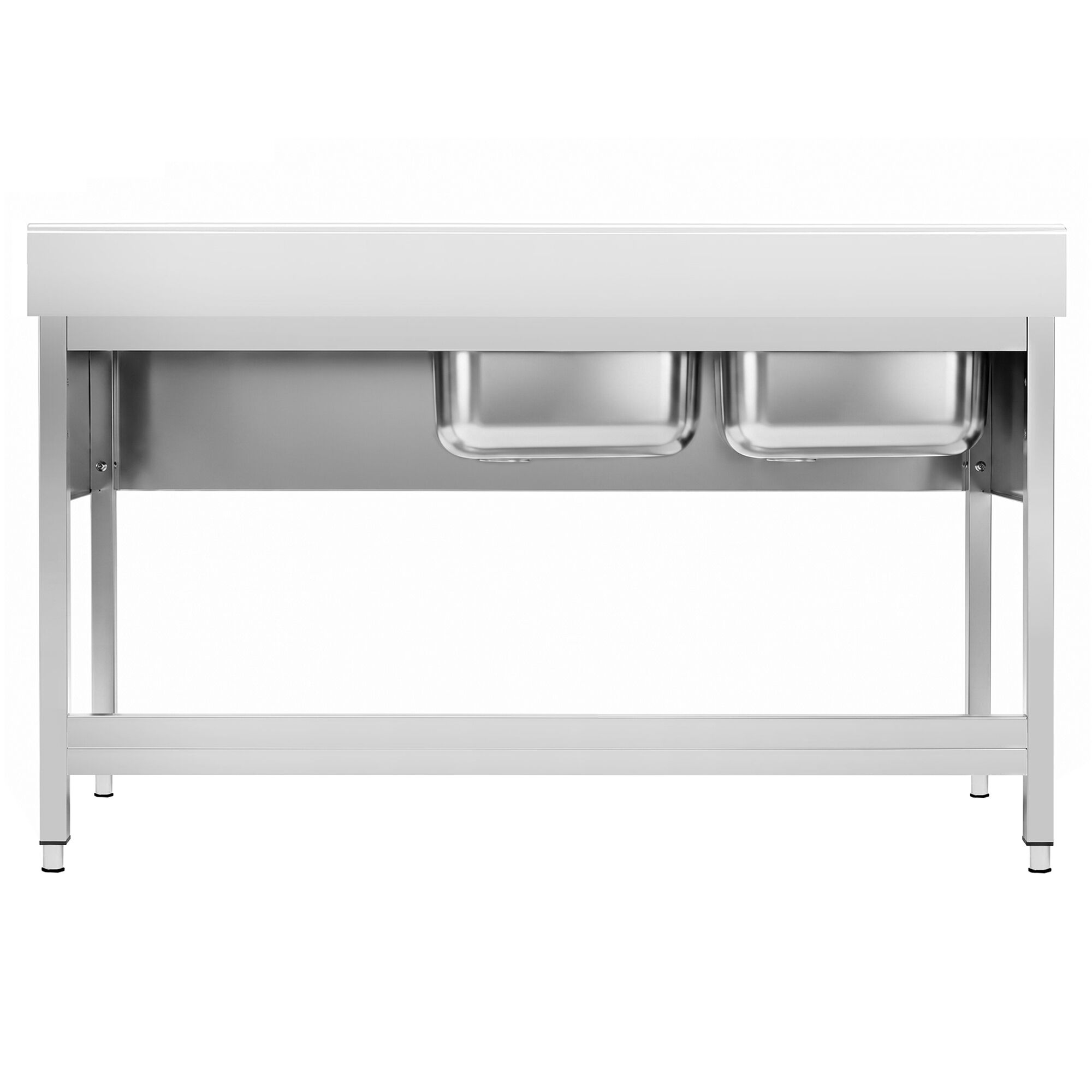 Mesa mural de lavagem - cuba profunda PREMIUM - 1600x700mm - com prateleira inferior - com 2 cuba(s) à esquerda