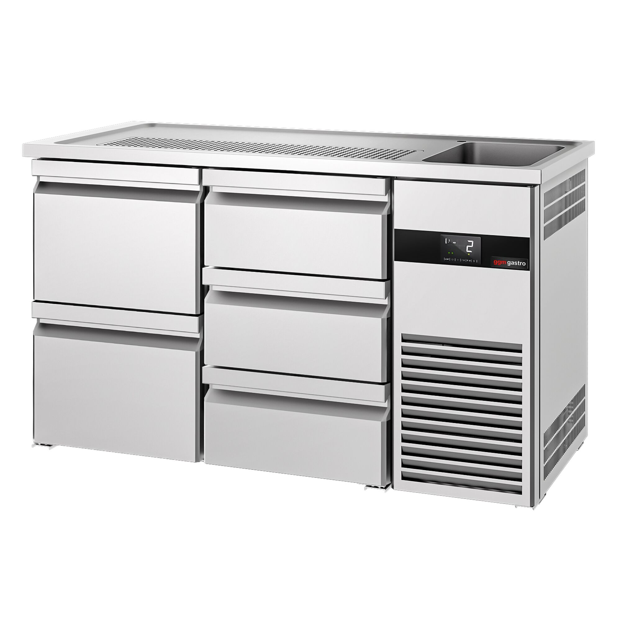 Comptoir de bar réfrigéré PREMIUM - 1550x700mm - 5 tiroirs