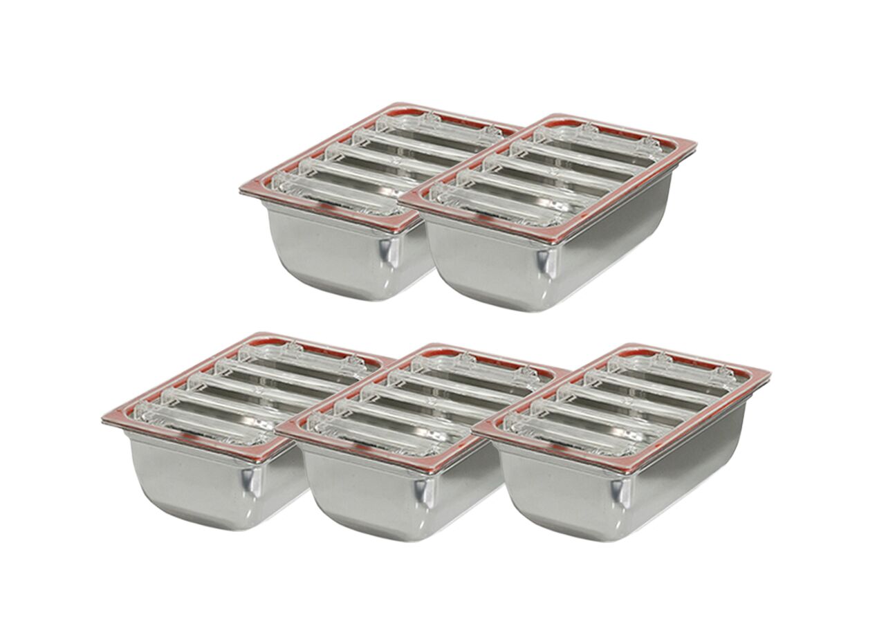 (5 pcs) Bac GN - GN 1/1 - 200mm de hauteur - avec couvercle