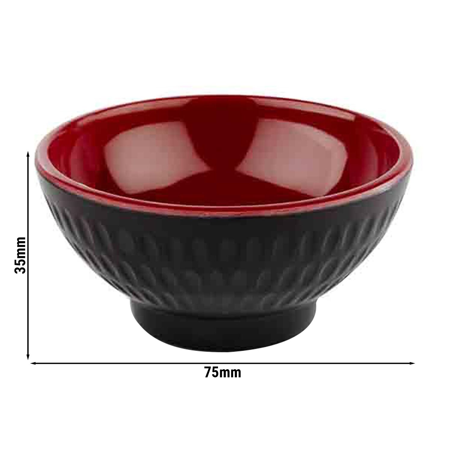 (6 pièces) Coupelles à sauce - ASIA PLUS - Melamine - 60 ml - Ø 75 mm - Noir/Rouge