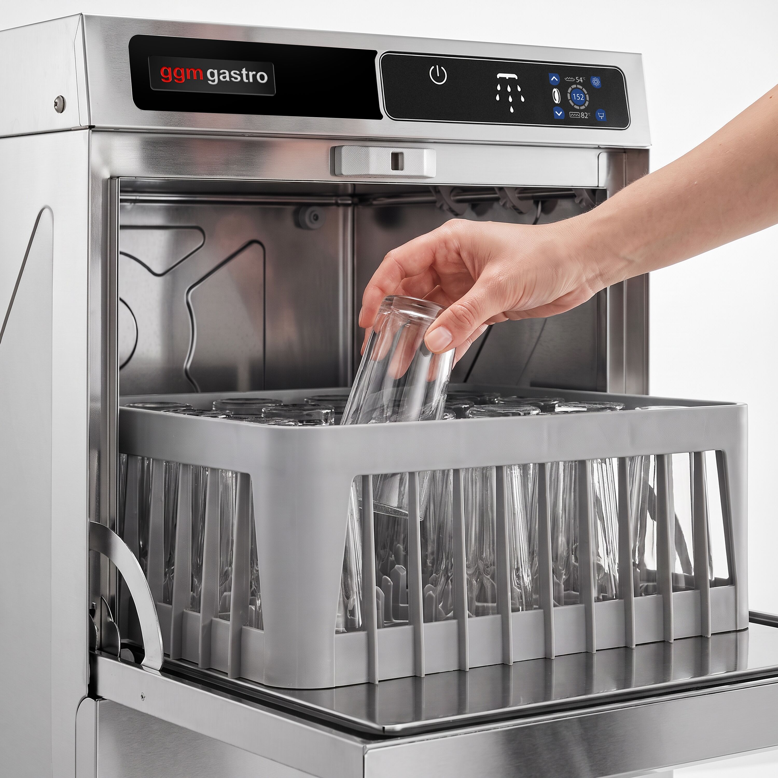 Compact Glasswasher - Touchscreen - 3.3kW - with Drain Pump, Detergent & Rinse Aid Pumps
