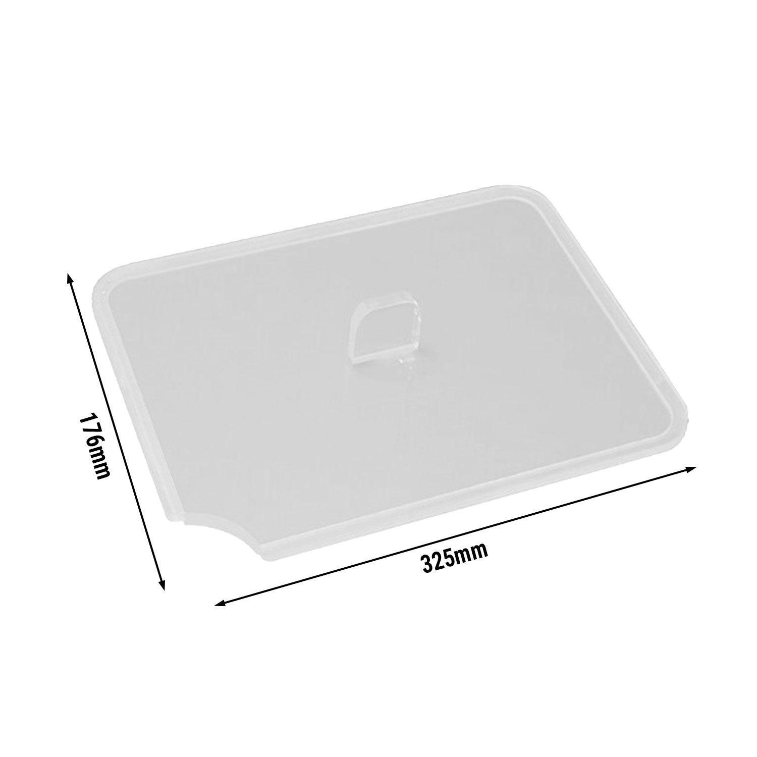 Couvercle avec encoche pour louche GN 1/3 - 325 x 176 x 7 mm - pour plateaux de présentation | bacs à viande | plateaux de présentation | bacs de préparation | bacs alimentaires | couvercle