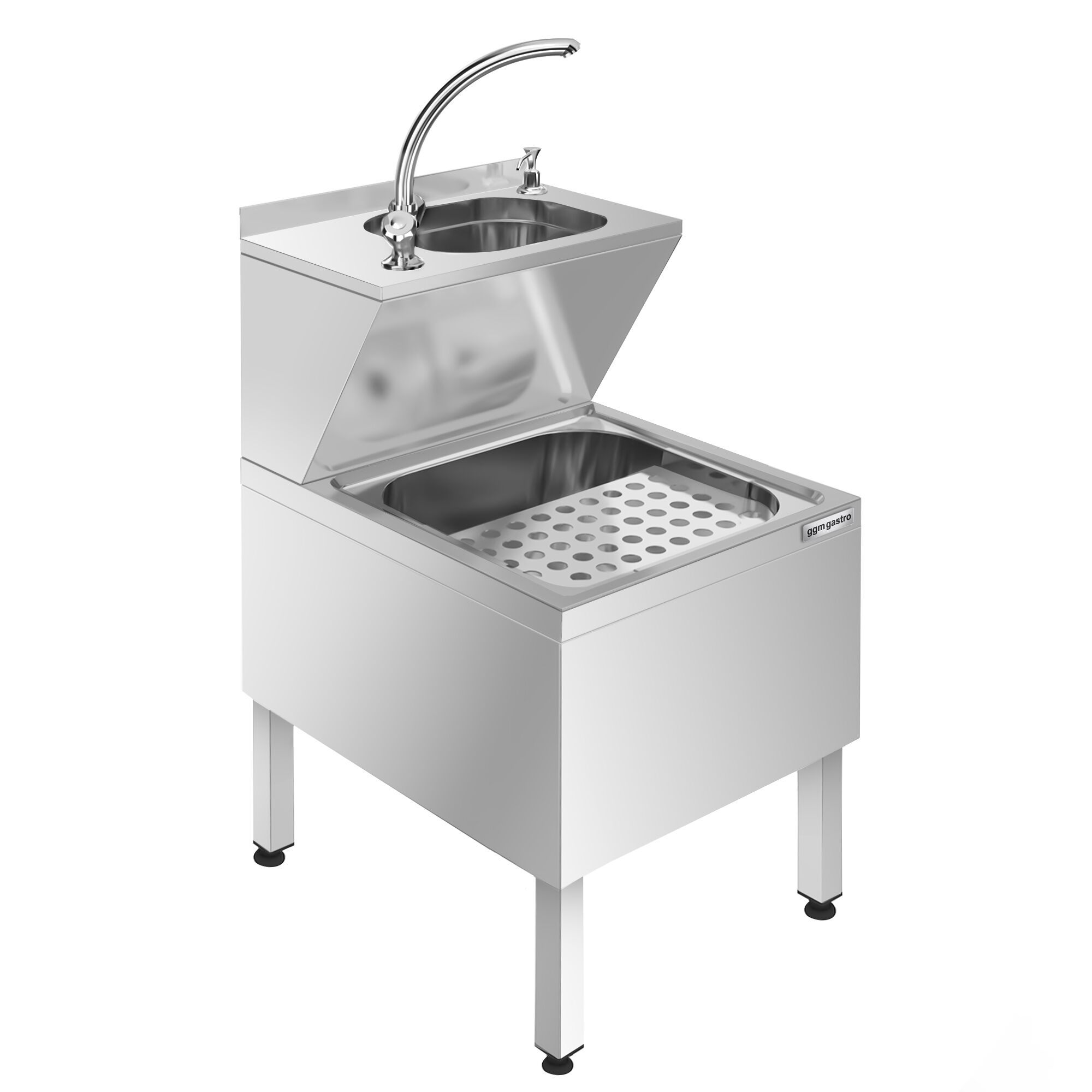 Combinaison lave-mains/évier - Acier inoxydable - avec mitigeur à pédale & distributeur de savon