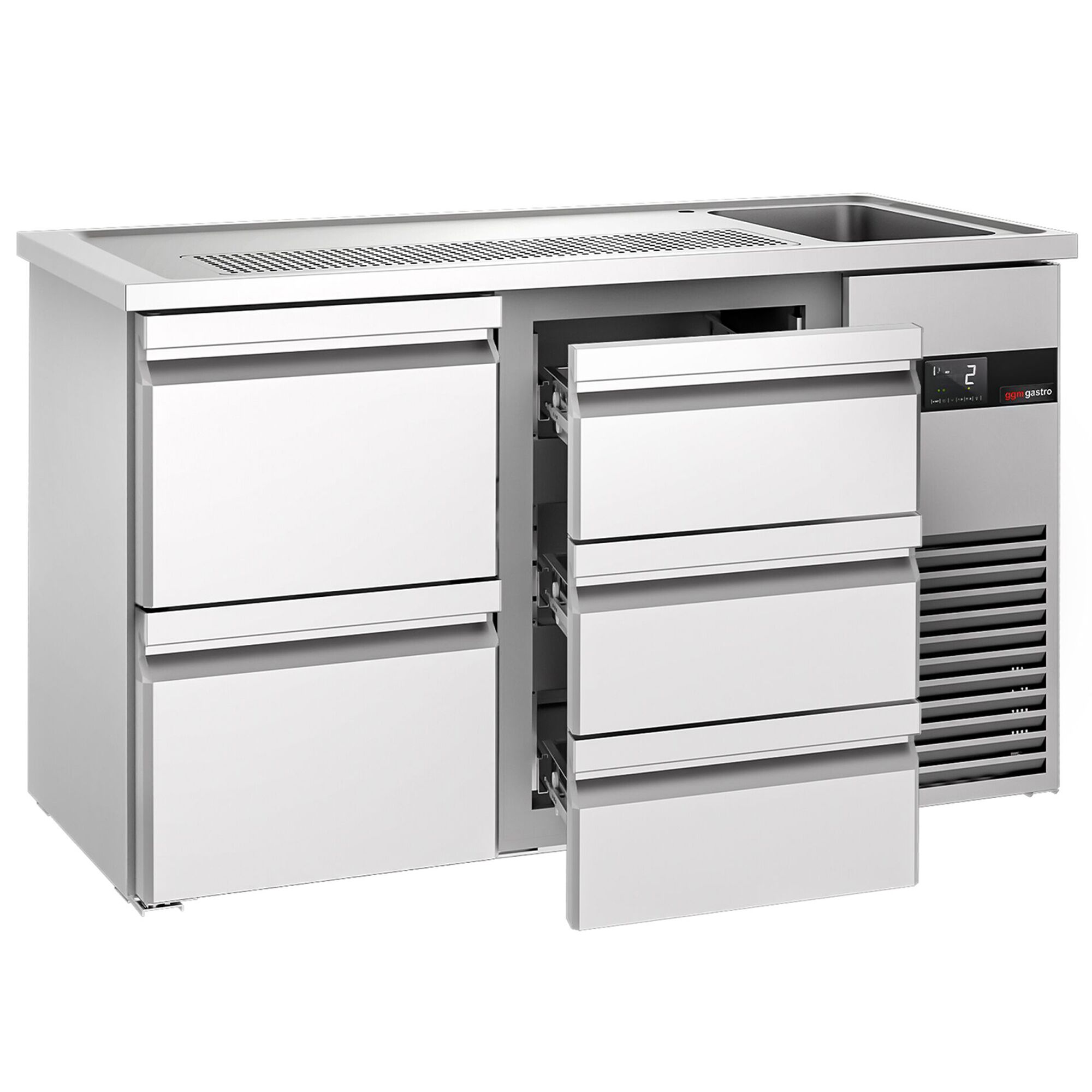 Comptoir de bar réfrigéré PREMIUM - 1550x700mm - 5 tiroirs