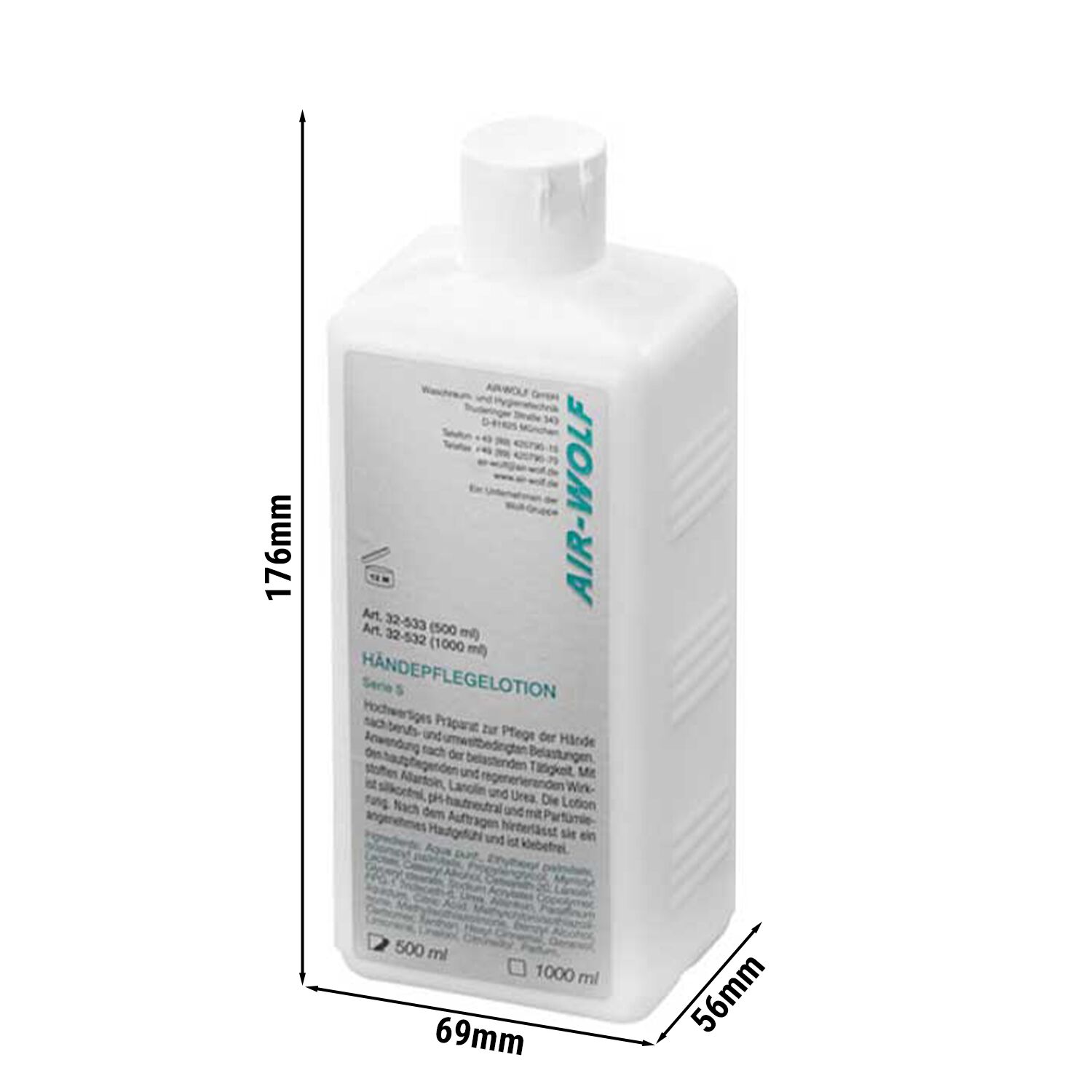 (12 pièces) AIR-WOLF | Lotion de soin pour les mains – 0,5 litre