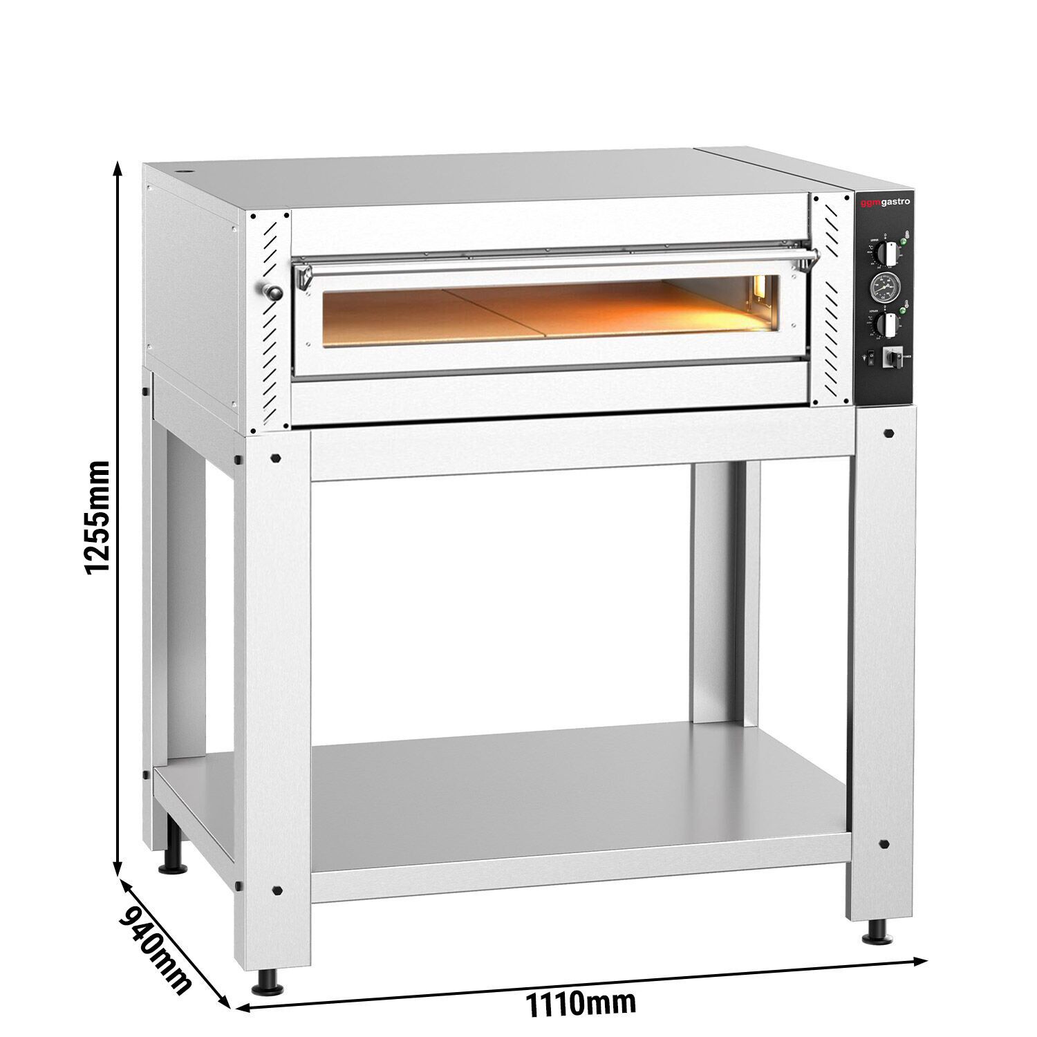 Four à pizza électrique – 4 x 34 cm – Manuel – incl. support inférieur