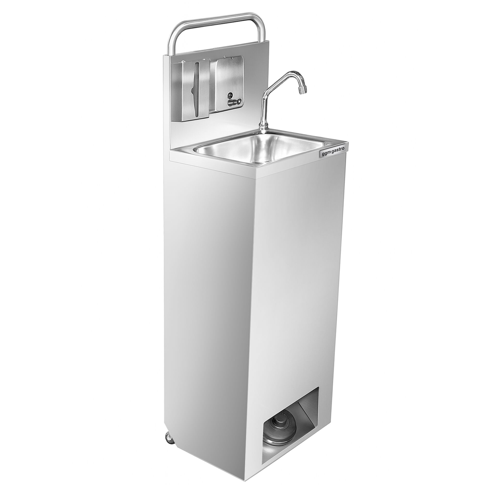 Lavabo mobile - inox - avec distributeur de savon & de serviettes en papier