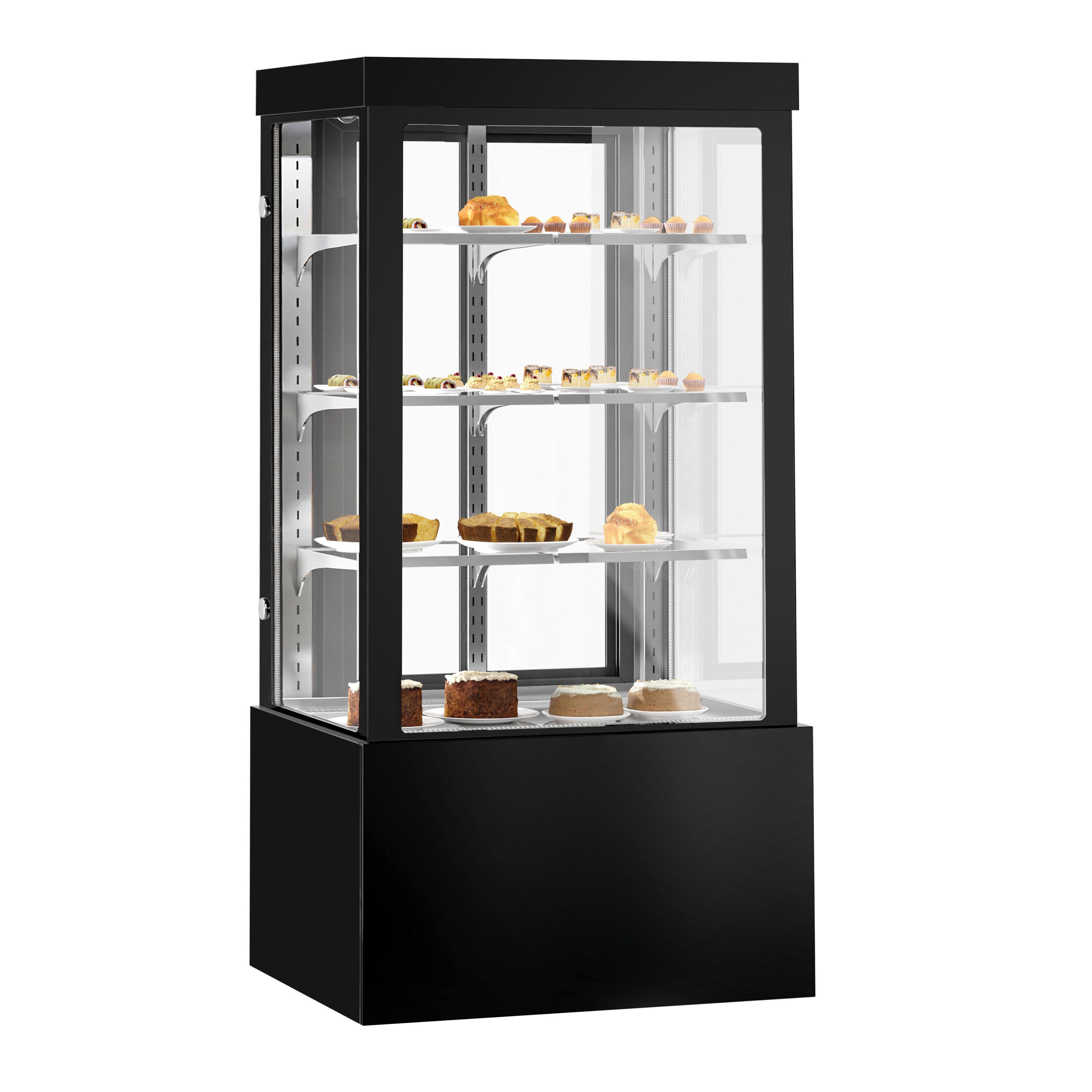 Vitrine de comptoir réfrigérée - 850L - 1000mm - Double vitrage - avec 3 étagères - portes coulissantes vitrées arrière - Noir