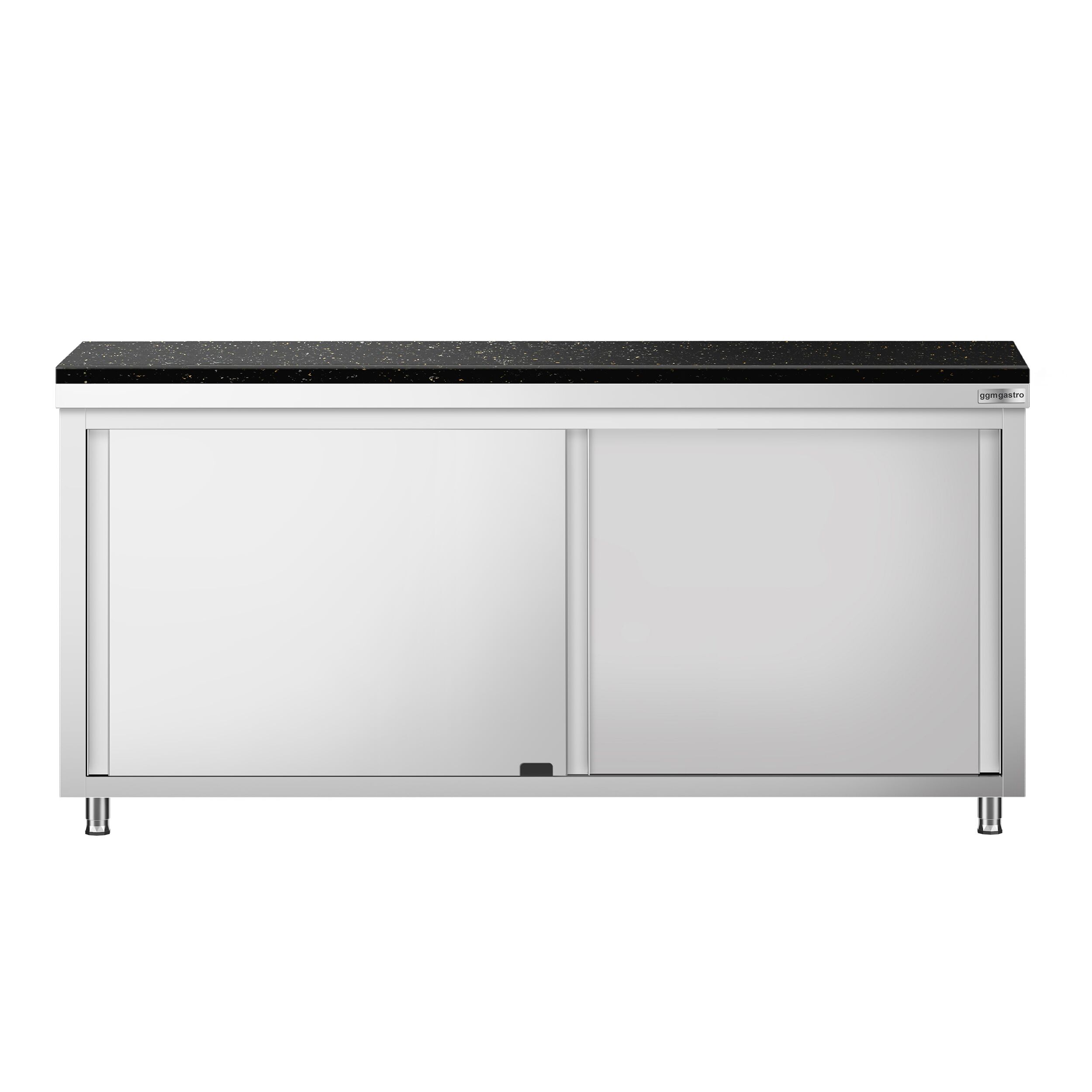 Roestvrijstalen werkkast PREMIUM - 1800 x 700 mm - met doorgeefluik - incl. granieten werkblad
