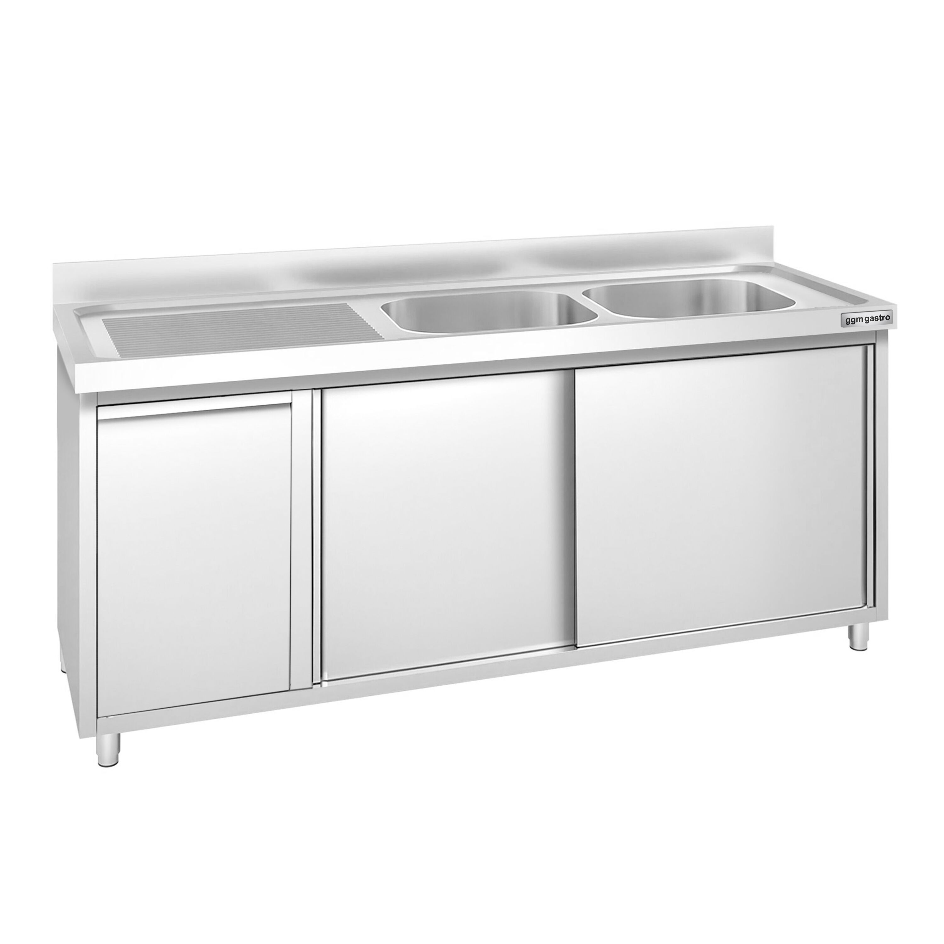 Meuble plonge PREMIUM - 1800x600mm - avec poubelle intégrée et 2 bacs