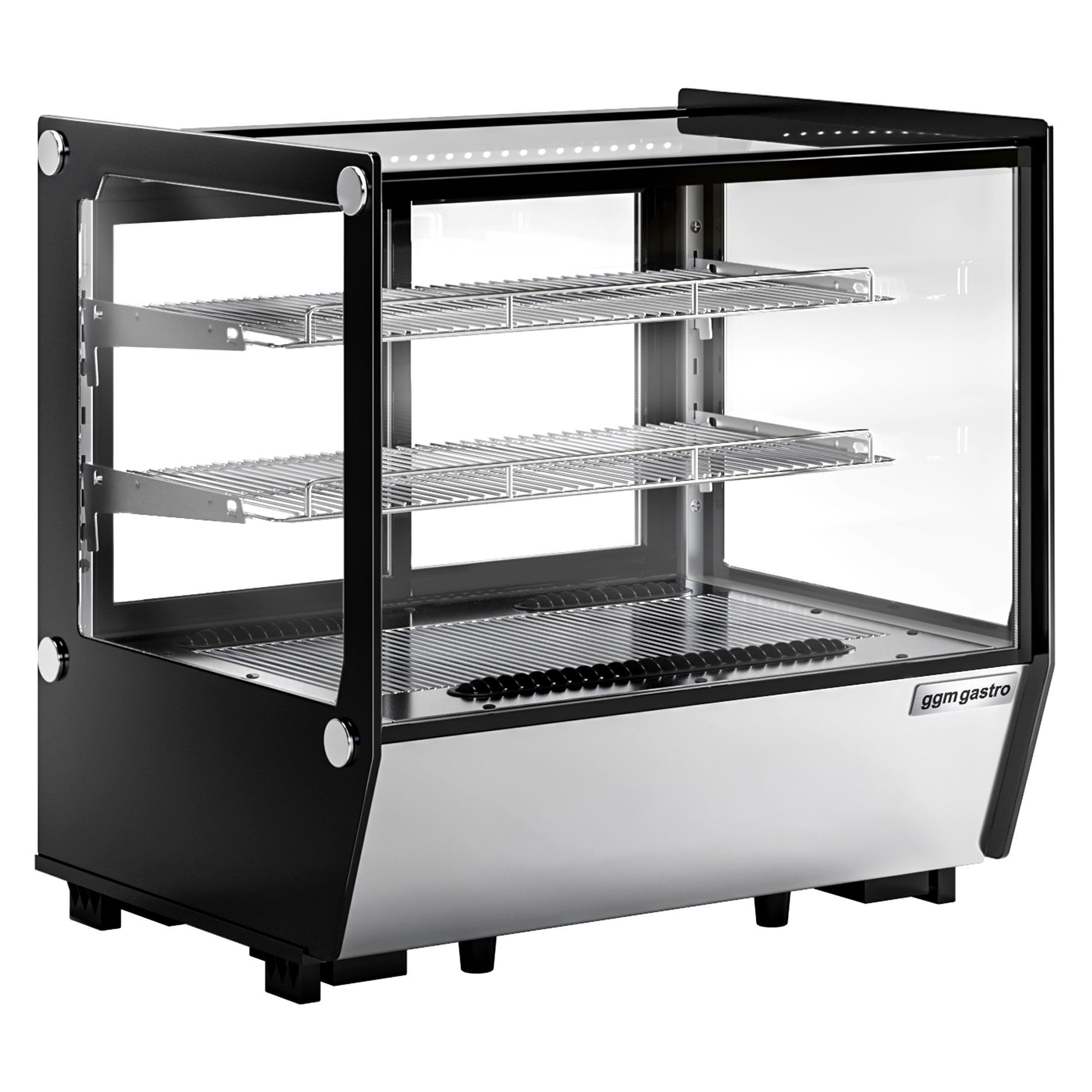 Vitrine réfrigérée de table - 120L - 702mm - Double vitrage - avec 2 étagères en verre - portes coulissantes vitrées arrière