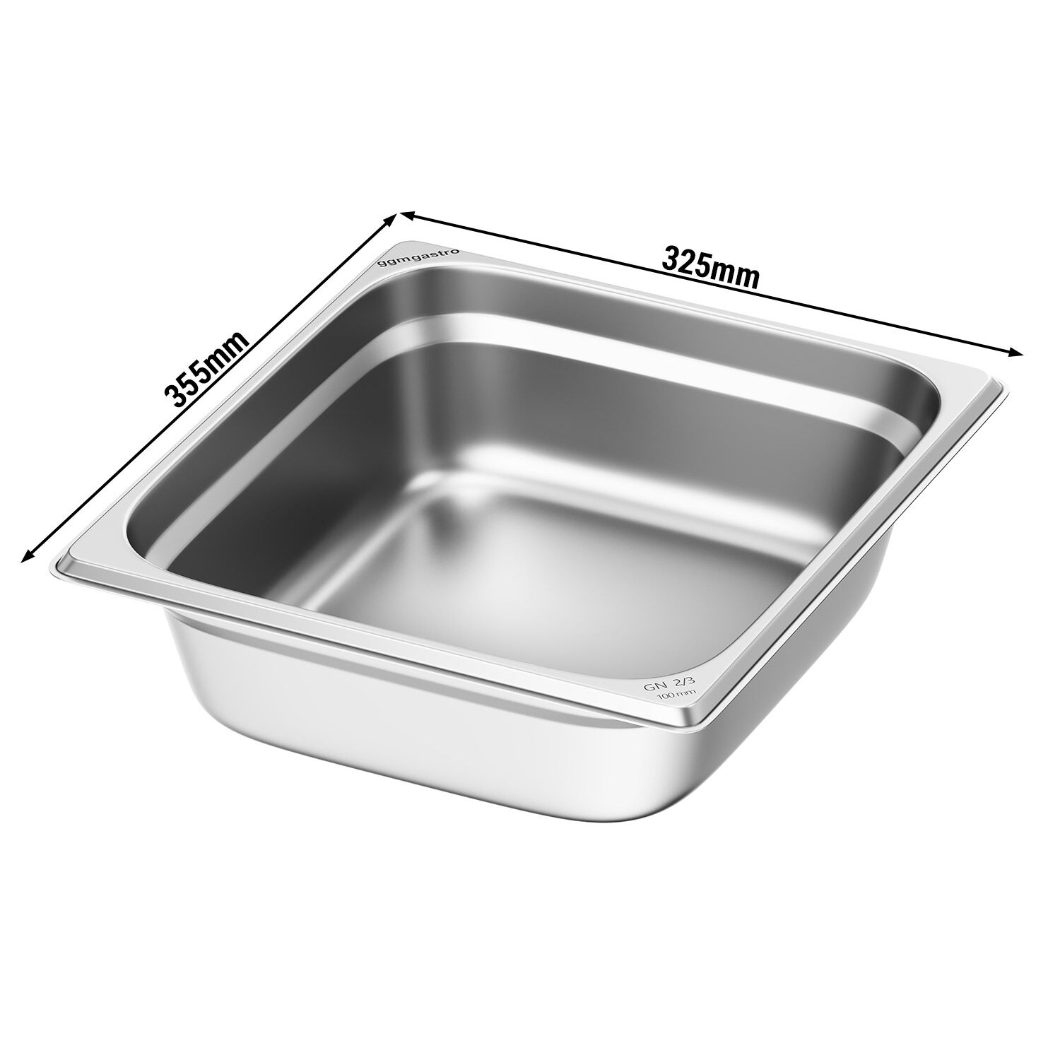 (6 pièces) Récipients en acier inoxydable GN 2/3 - Hauteur : 100mm