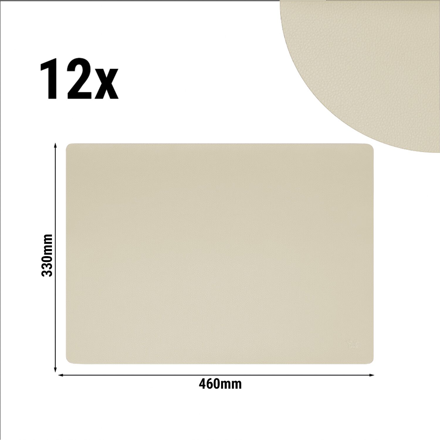 (12 pcs) Set de table simili cuir James - Réutilisable - 33x46cm - Taupe