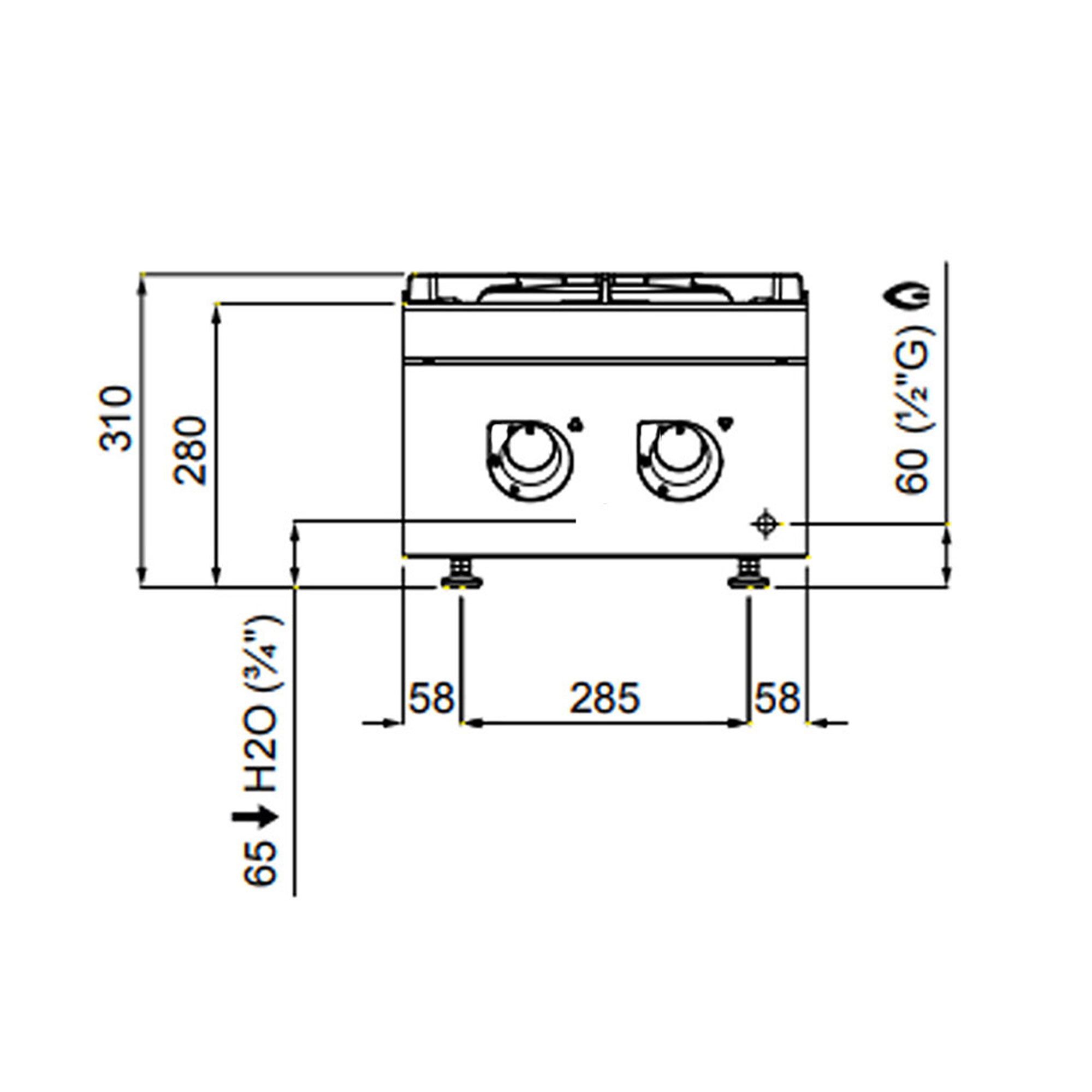 Fourneau à gaz – 12 kW – 2 brûleurs