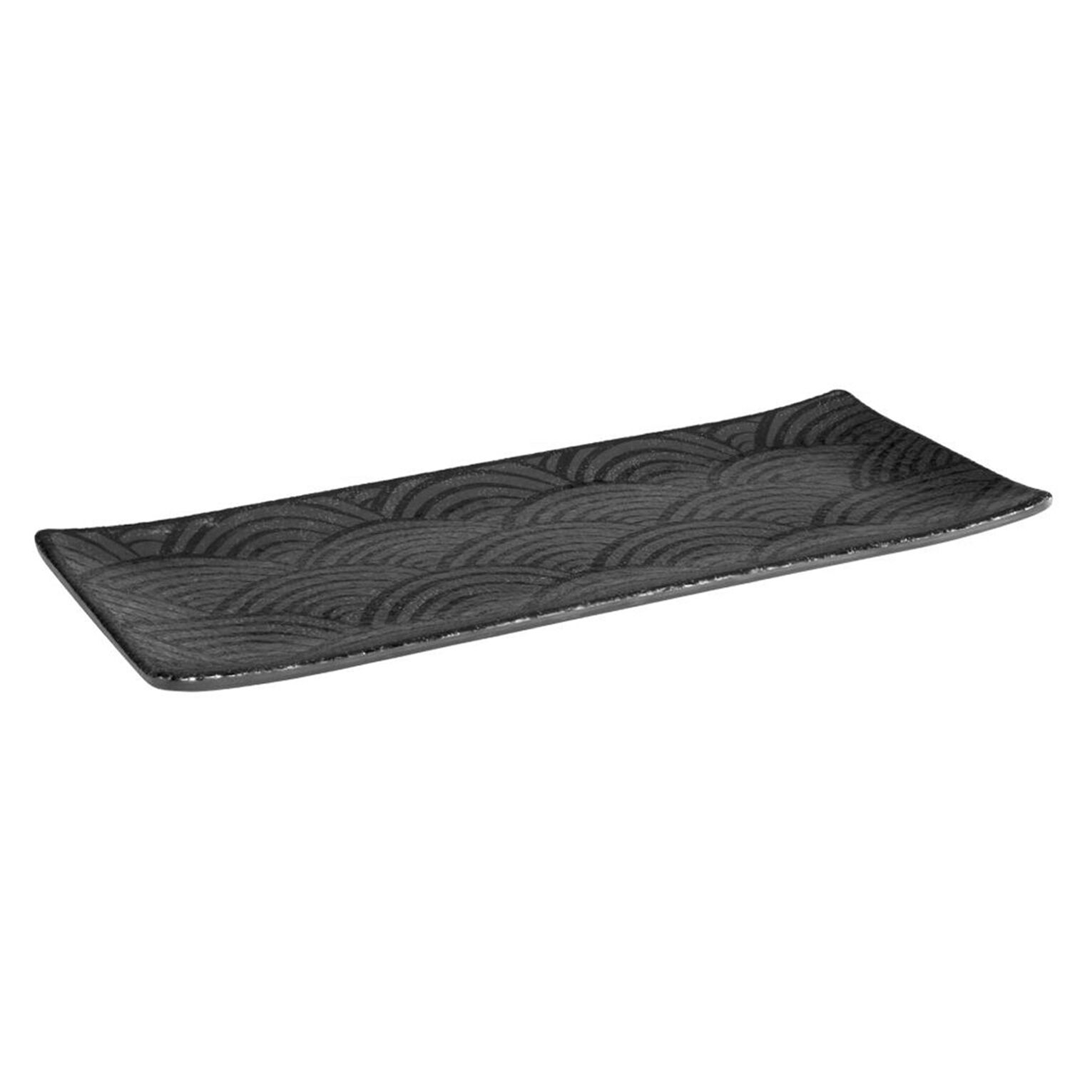 (6 pcs) Plateau de présentation - DARK WAVE - Mélamine - 290x120mm - Hauteur:15mm - Noir