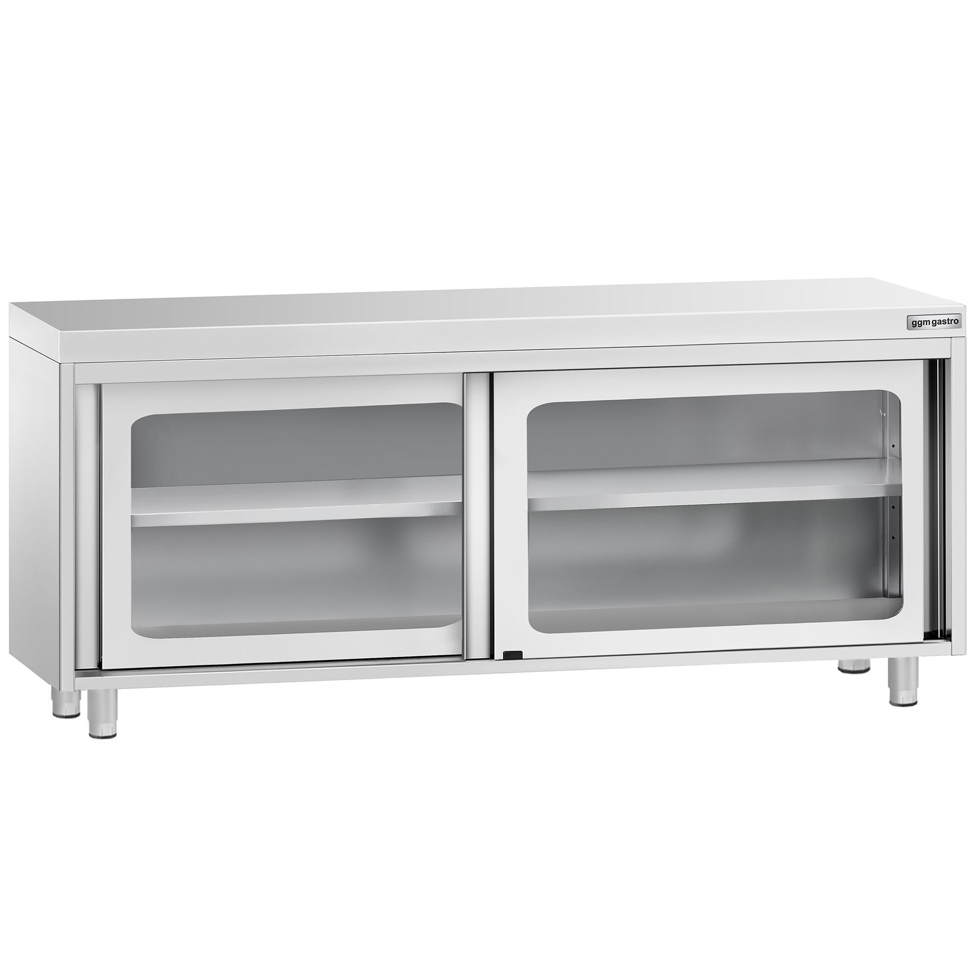 Table armoire en acier inoxydable PREMIUM - 2000x700mm - avec portes coulissantes vitrées