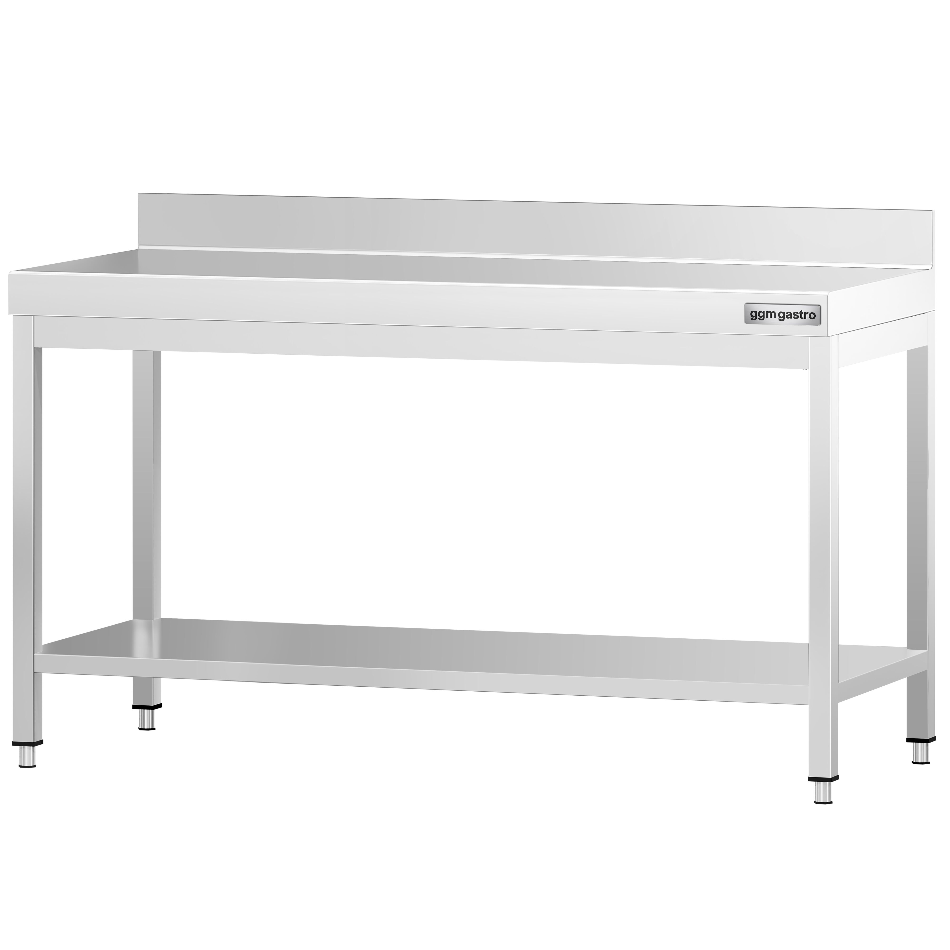 Table de travail inox PREMIUM - 1600 x 700 mm - avec tablette inférieure & Dosseret