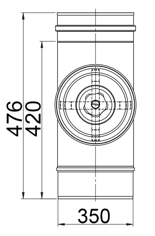 Élément droit - en acier inoxydable - Longueur : 0,476m - Ø 350mm