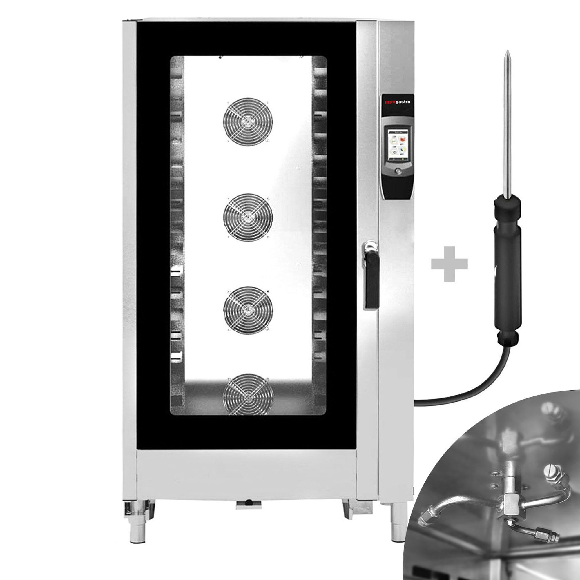 Four mixte – tactile – 20 × GN 1/1 – incl. système de lavage, sonde de température & chariot à plateaux