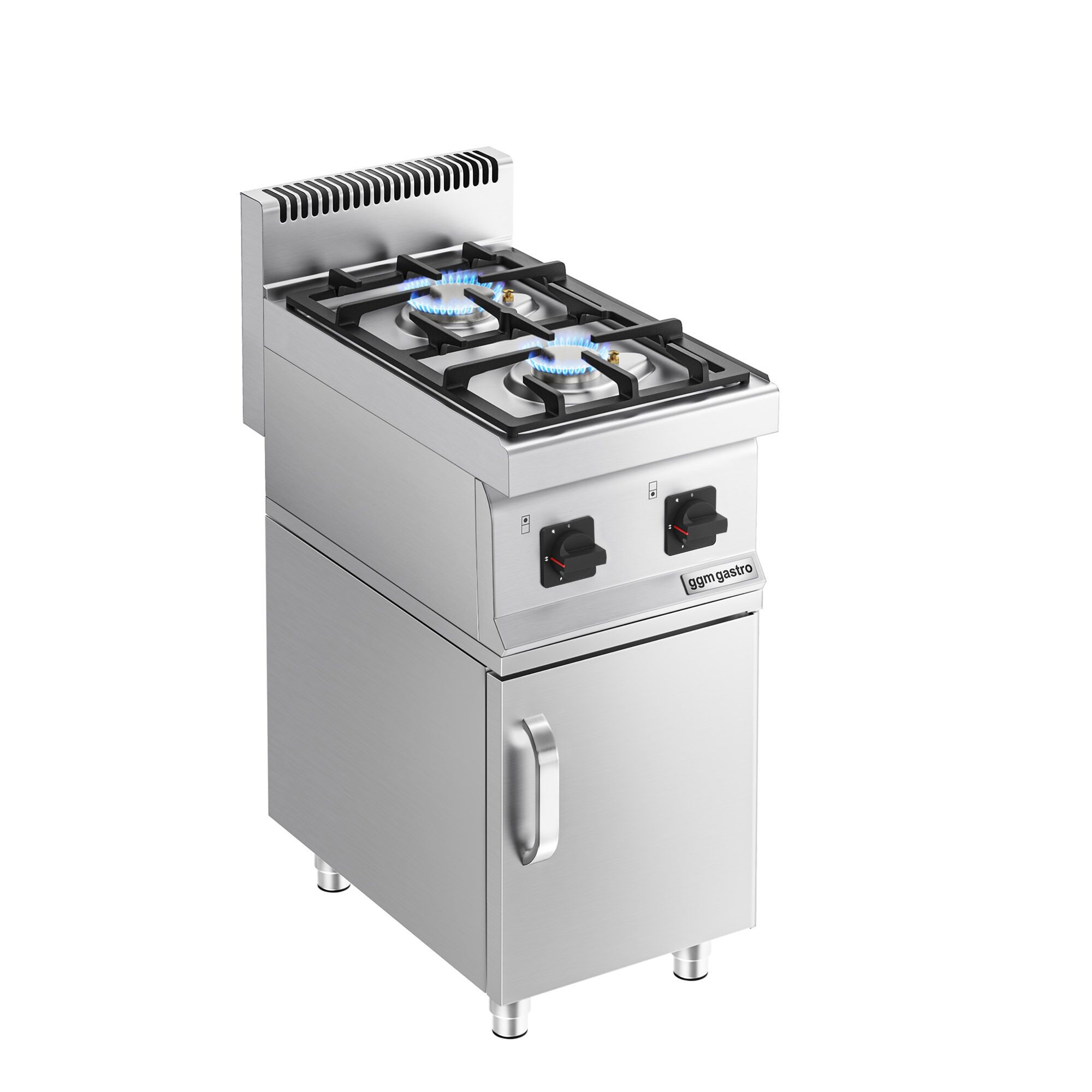 Fourneau à gaz – 10 kW – 2 brûleurs – avec soubassement avec 1 porte