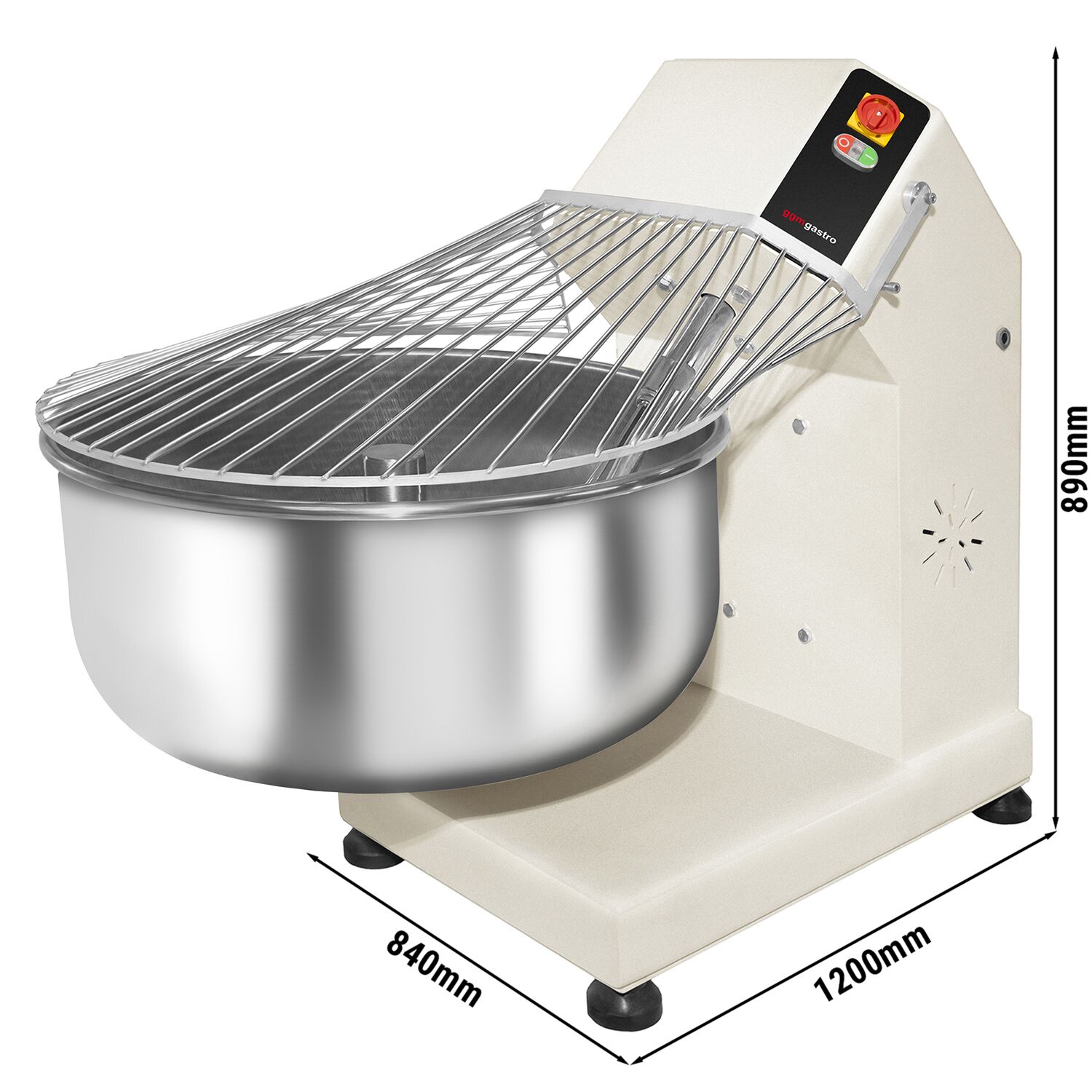 Pétrin à Pâte / Pétrin à spirale - 130 Litres / 50 kg - avec Cuve Fixe - 400 V