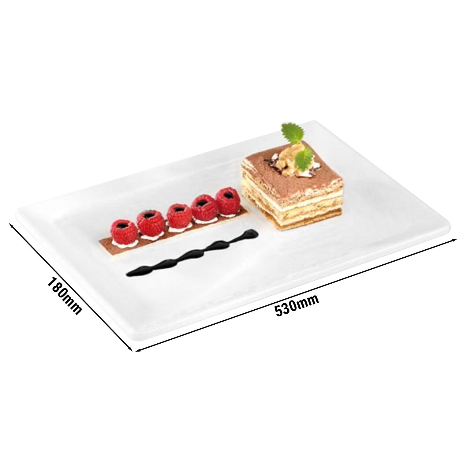 (6 pcs) Plateau de présentation - PURE - Mélamine - 530x180mm - Hauteur:30mm - Blanc - empilable, compatible lave-vaisselle