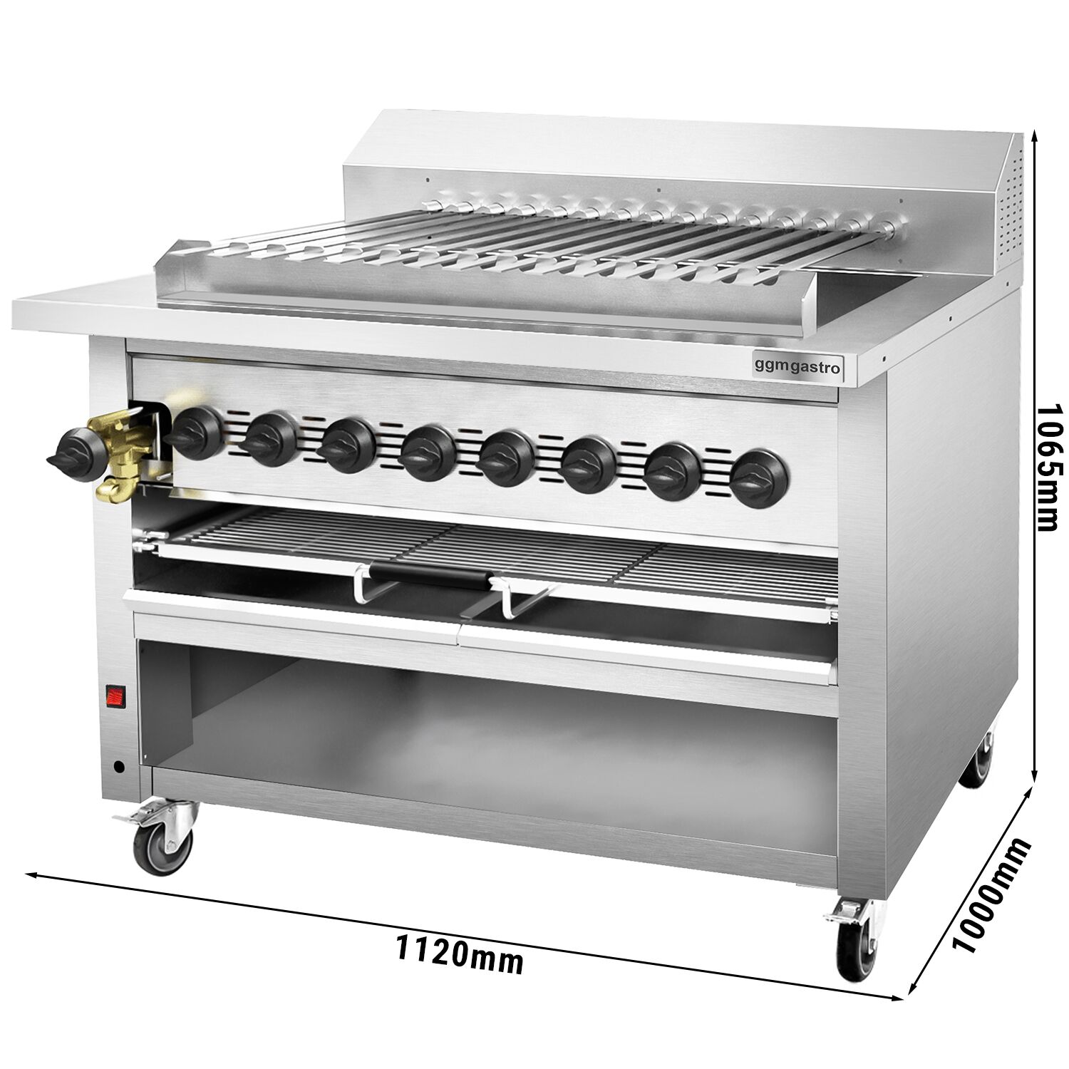 Commercial Gas Adana & Shish Kebab Skewer Grill – 15 Auto-Rotating Skewers - 8 Burners - 36.2 kW