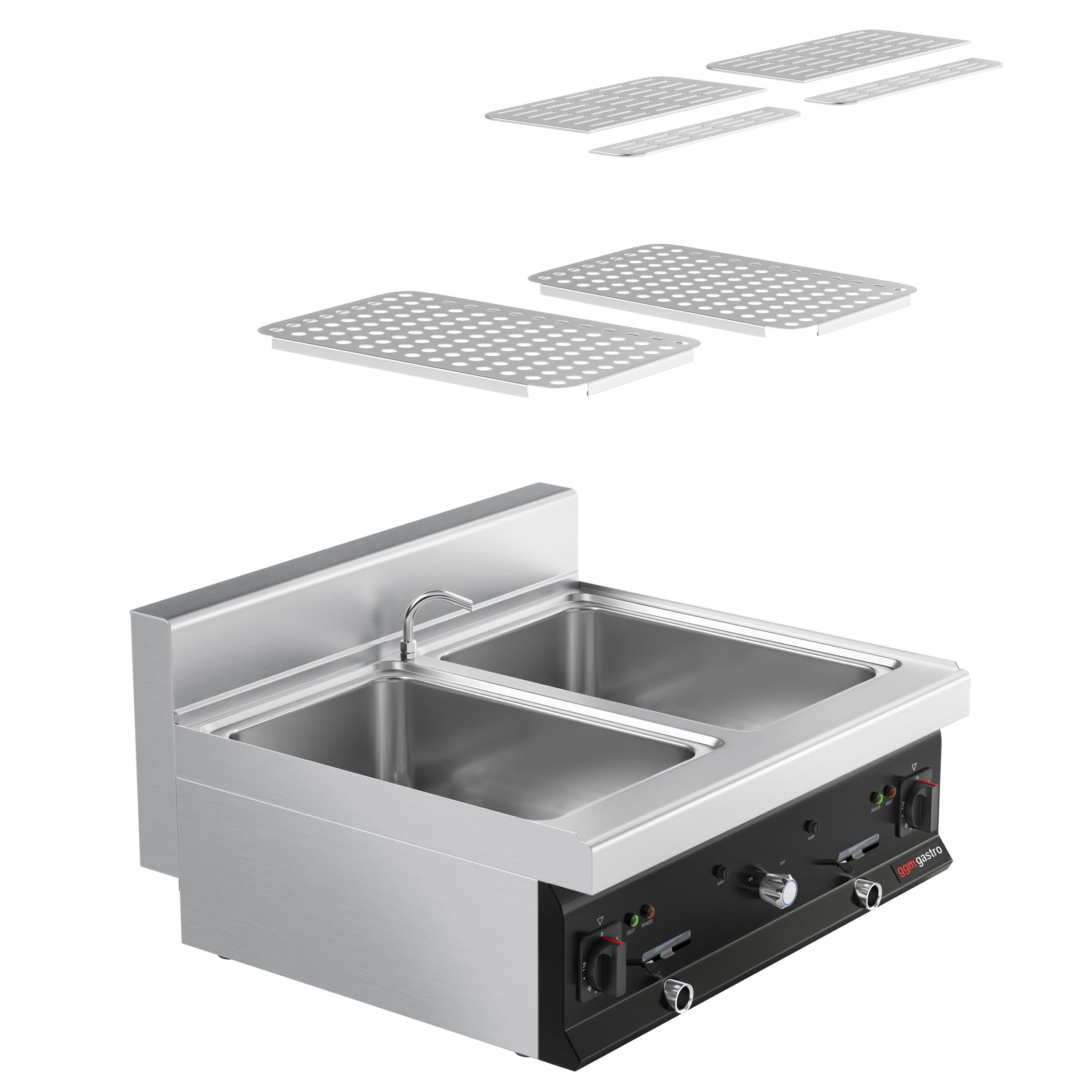 Cuiseur à pâtes électrique avec robinet – 2 × 26 L – 12 kW