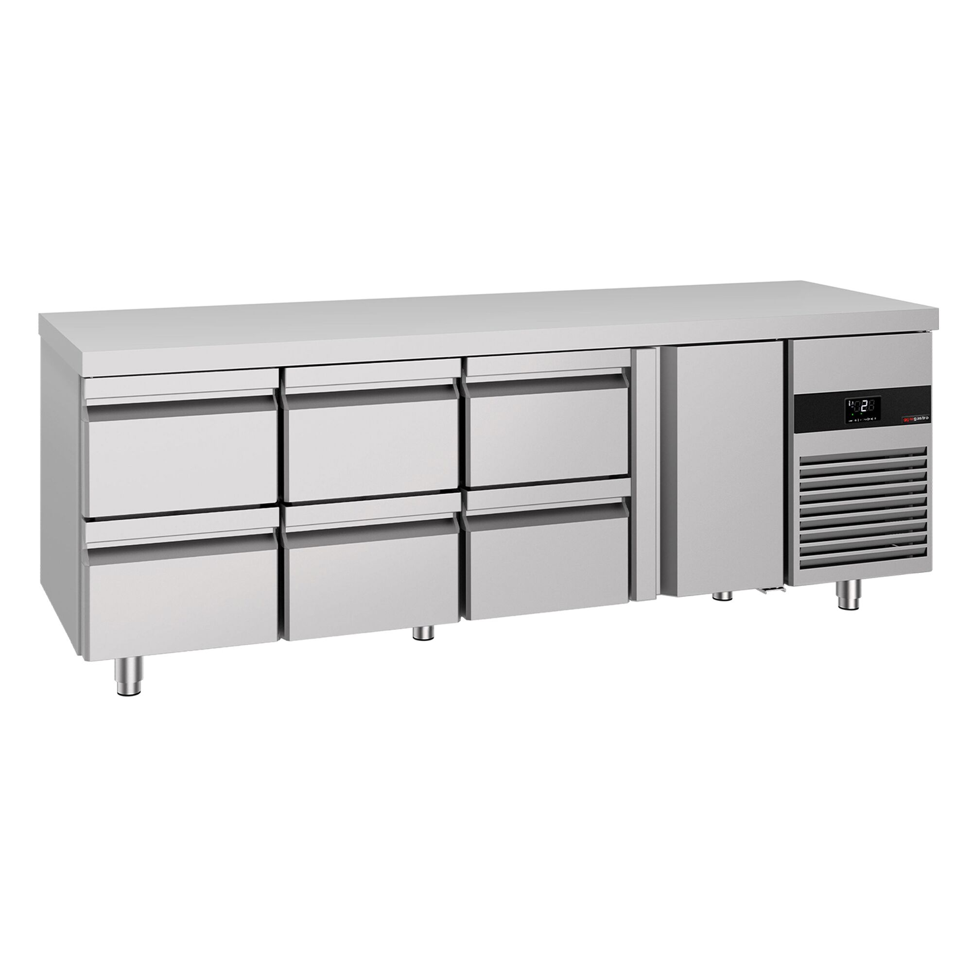 Table réfrigérée PREMIUM - 2330x700 mm - avec 1 porte - 6 tiroirs