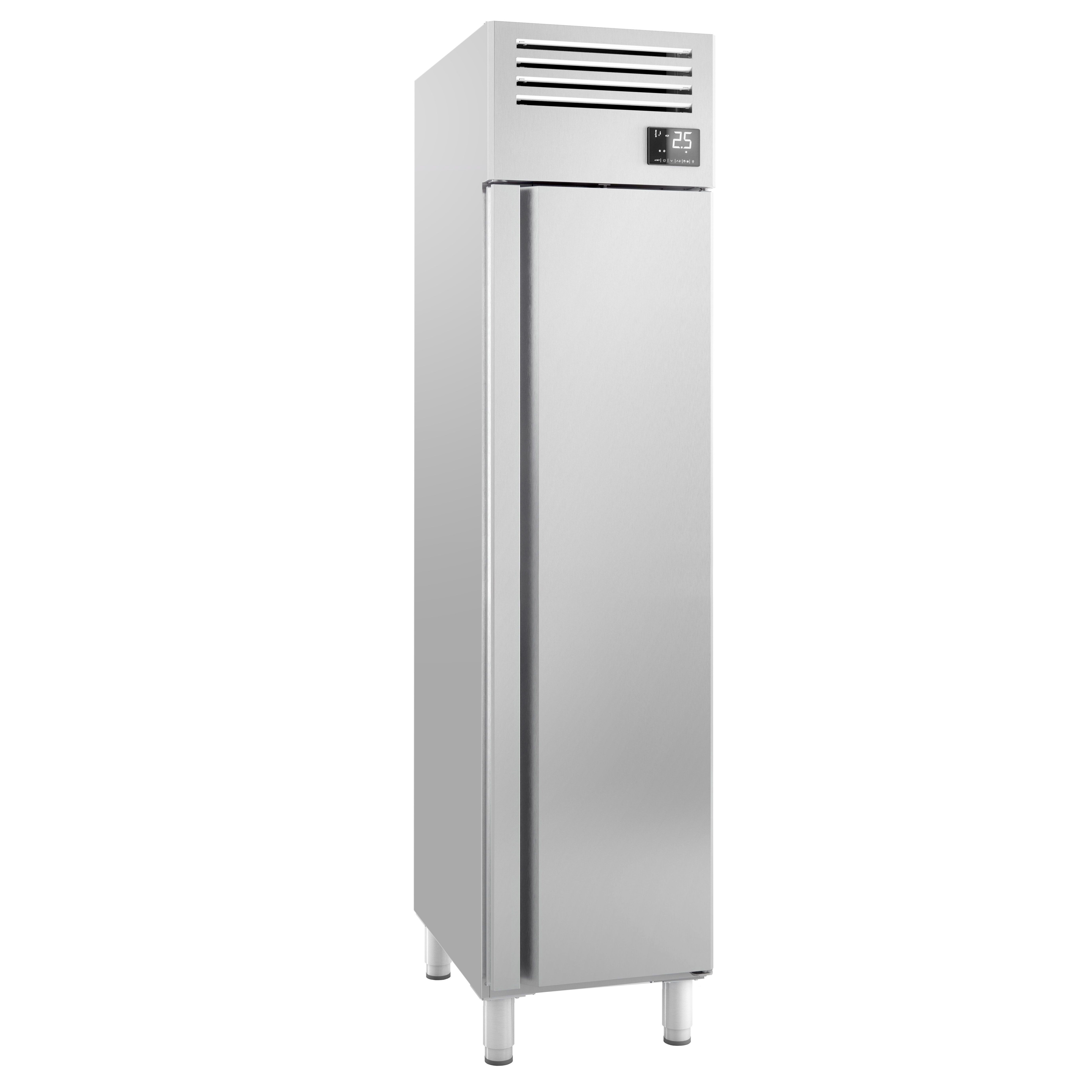 Armoire réfrigérée positive en acier inoxydable AISI 304 PREMIUM PLUS - GN 1/1 - 325 L - avec 1 porte & Glissières GN & 3 grilles GN 1/1