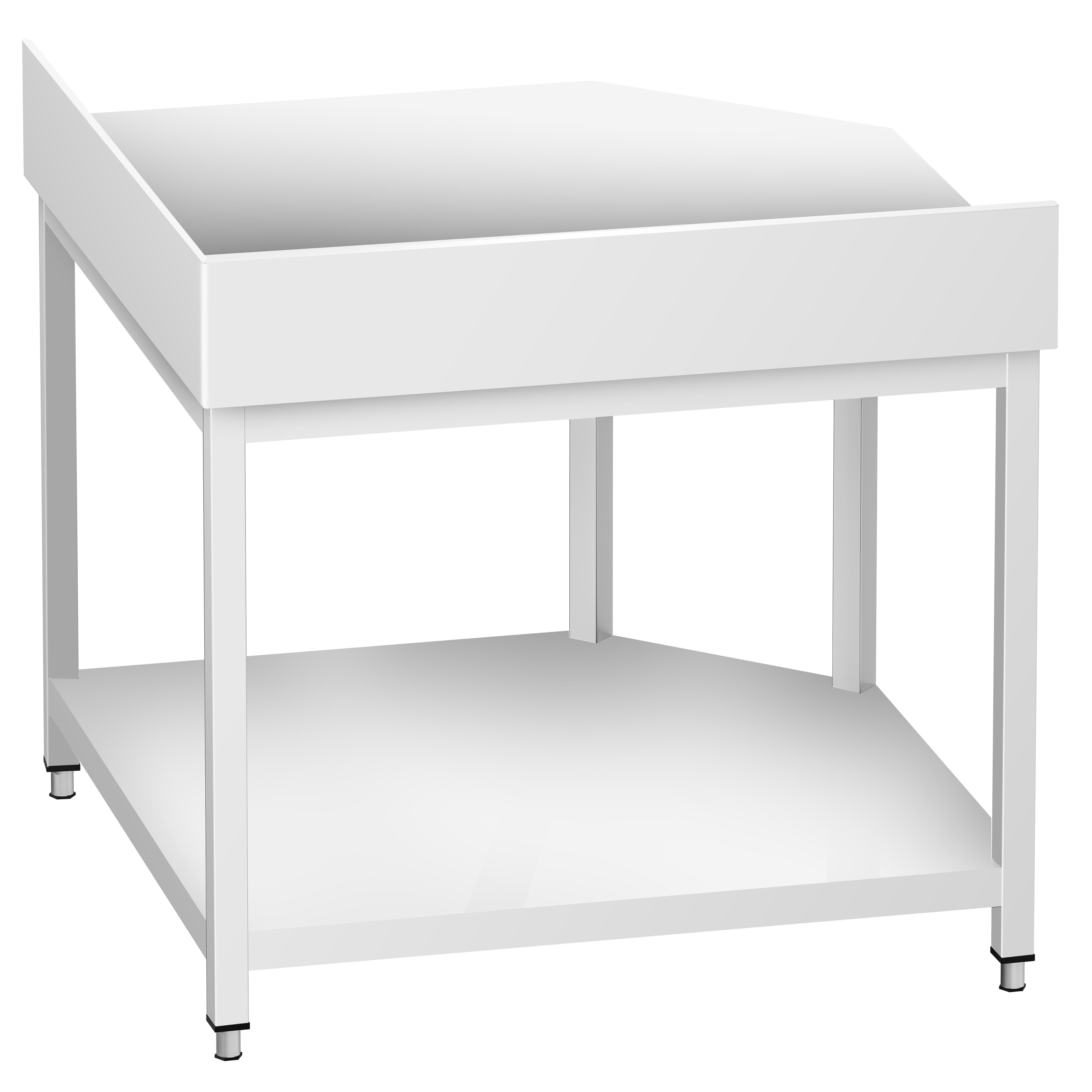 Table de travail en inox d’angle PREMIUM - 1000x700mm - avec étagère basse + dosseret arrière