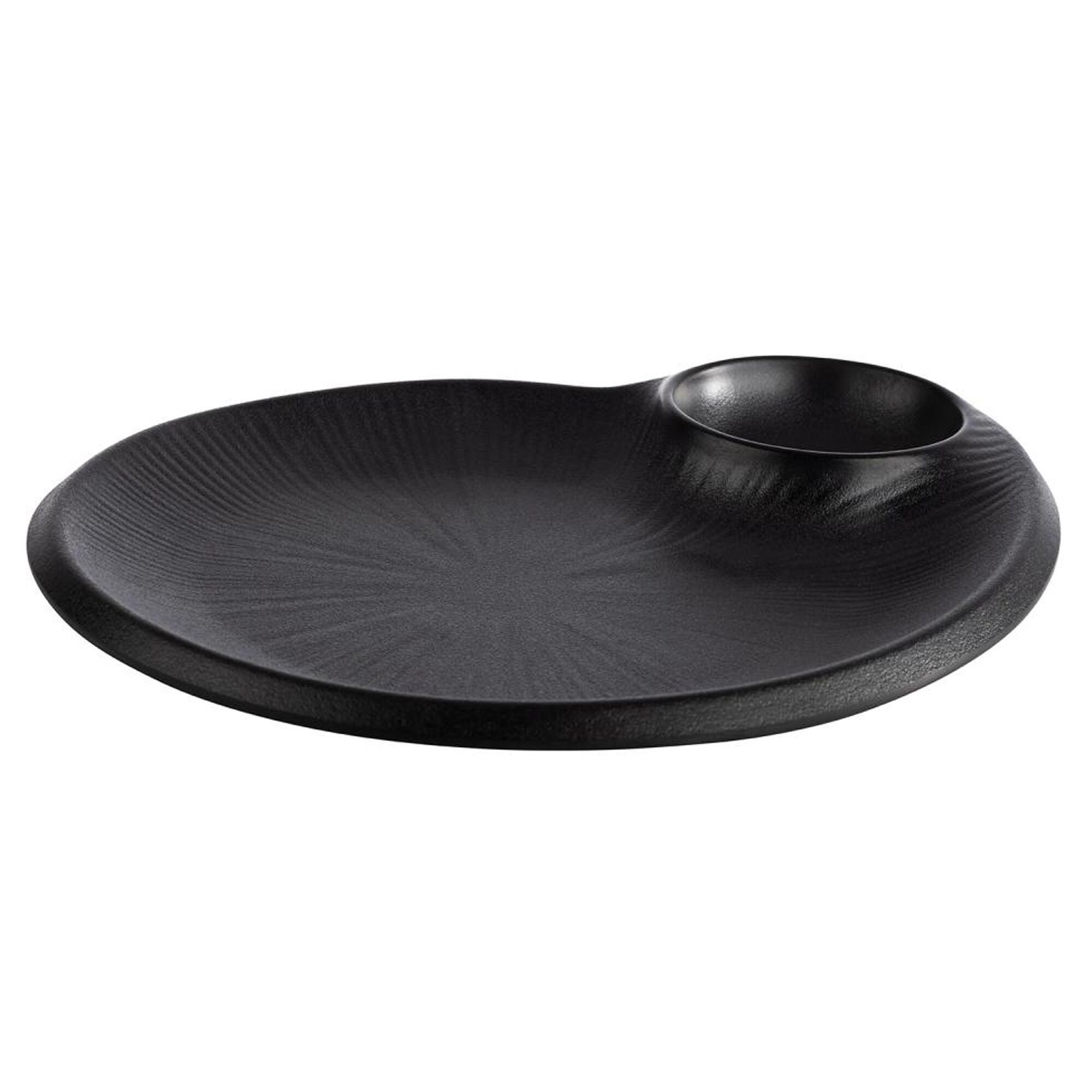 (6 pièces) NERO - Assiette - Mélamine - 240x200 mm - avec Coupelle 40 ml