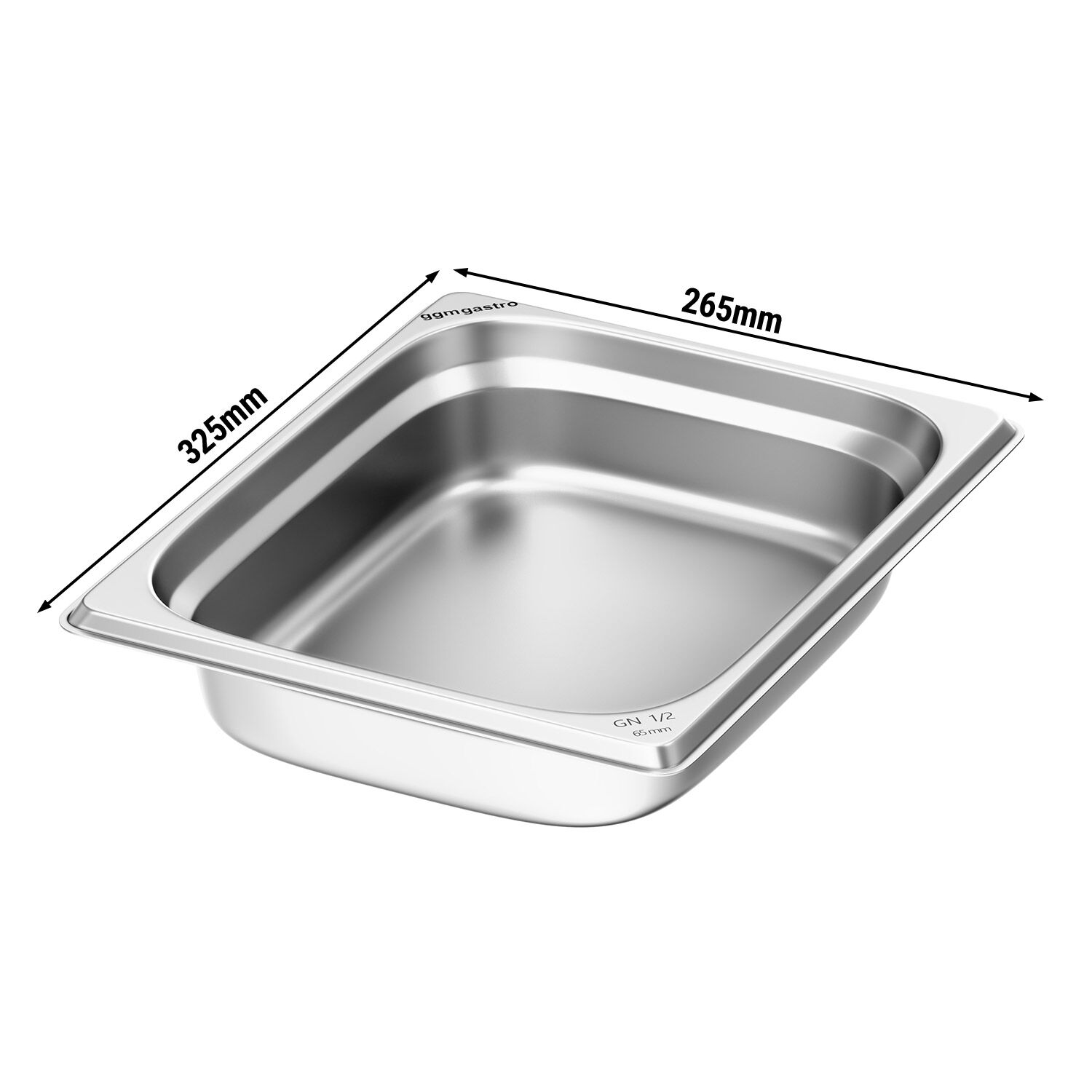 Bac GN 1/2 en inox - Hauteur : 65 mm