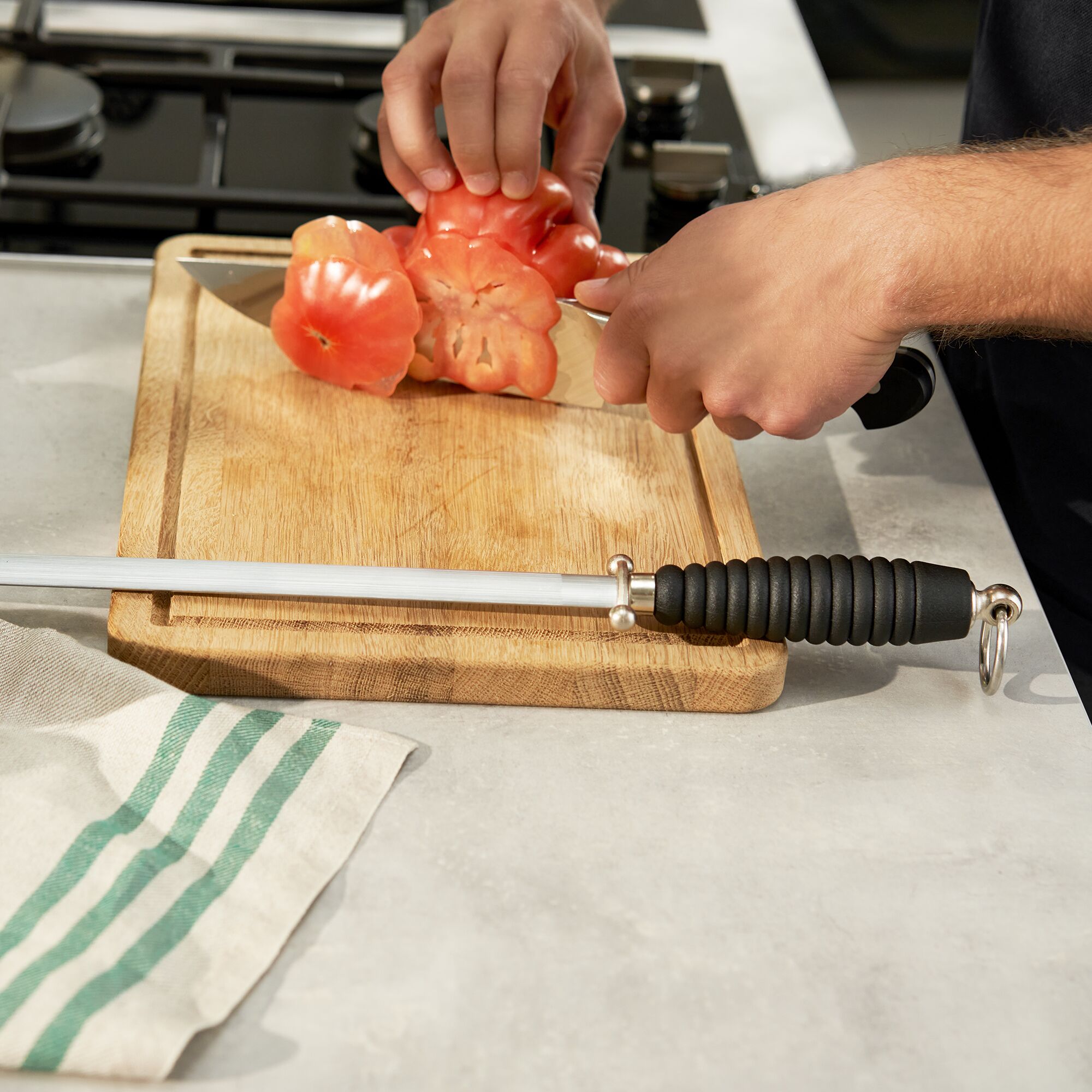 ZWILLING | Knife Sharpening Steel – 300 mm - Hard‑Chrome Stainless Steel - Grooved - Black Plastic Oval Grip