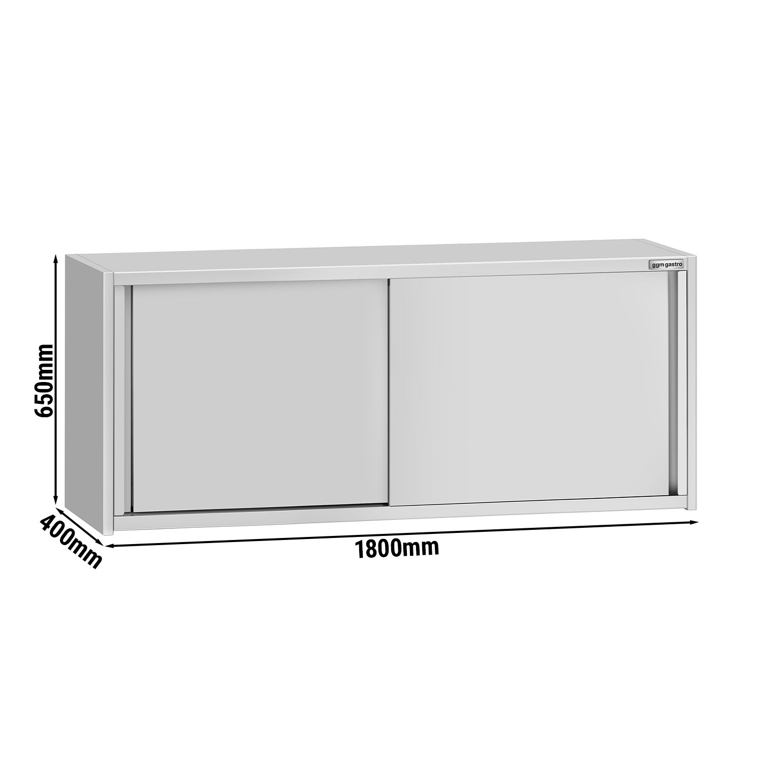 Armoire murale en acier inoxydable ECO - 1800x400mm - avec portes coulissantes - 650mm de haut