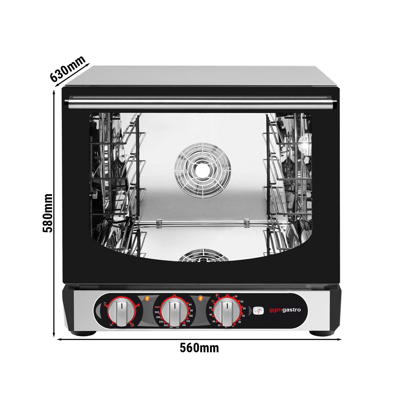 Electric Commercial Compact Convection Oven with Steam Injection - Manual Controls - 4x 450x340mm - incl. 4x Baking Trays