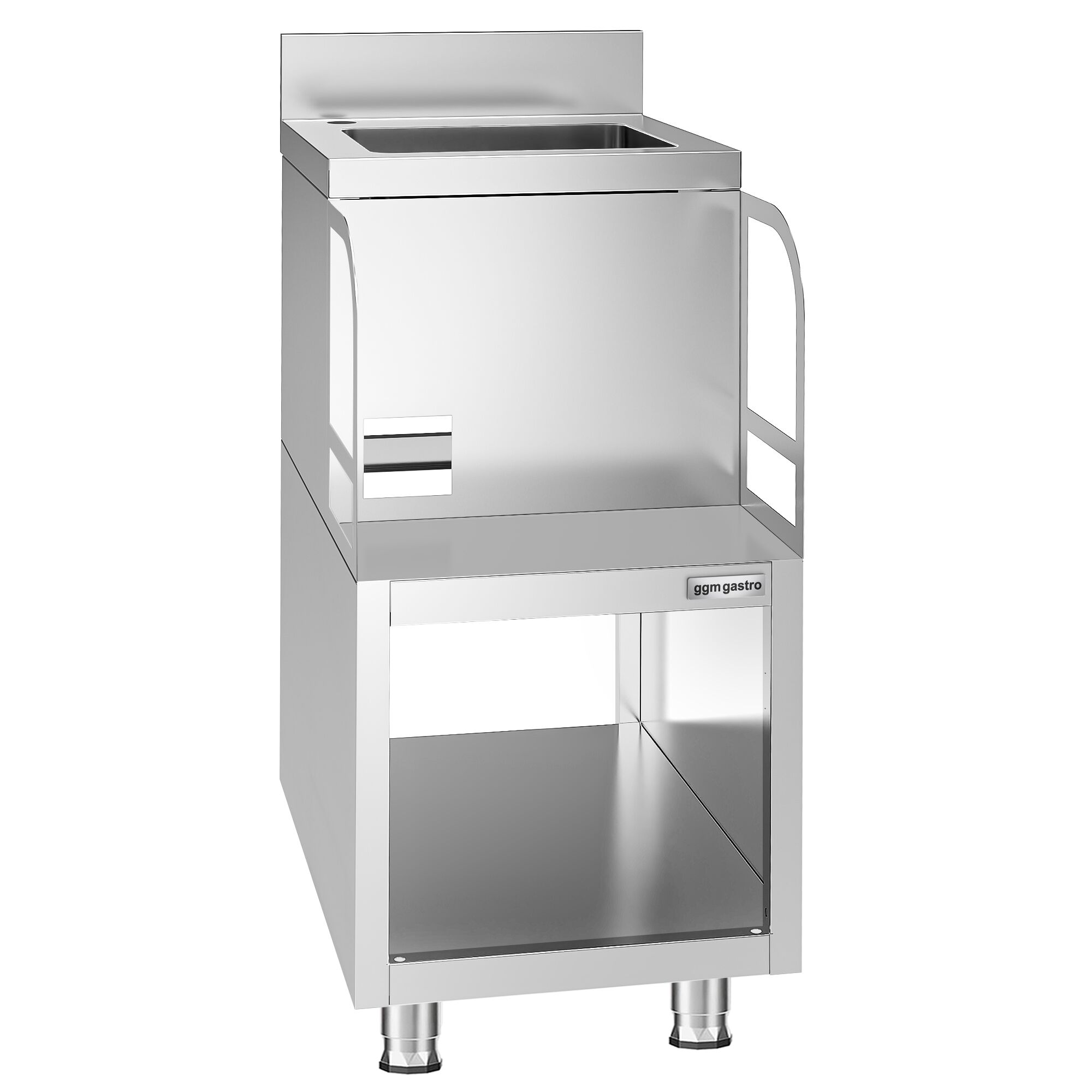 Mueble para batidora de bebidas de acero inoxidable - 400x590mm - con encimera para batidora de bebidas y fregadero