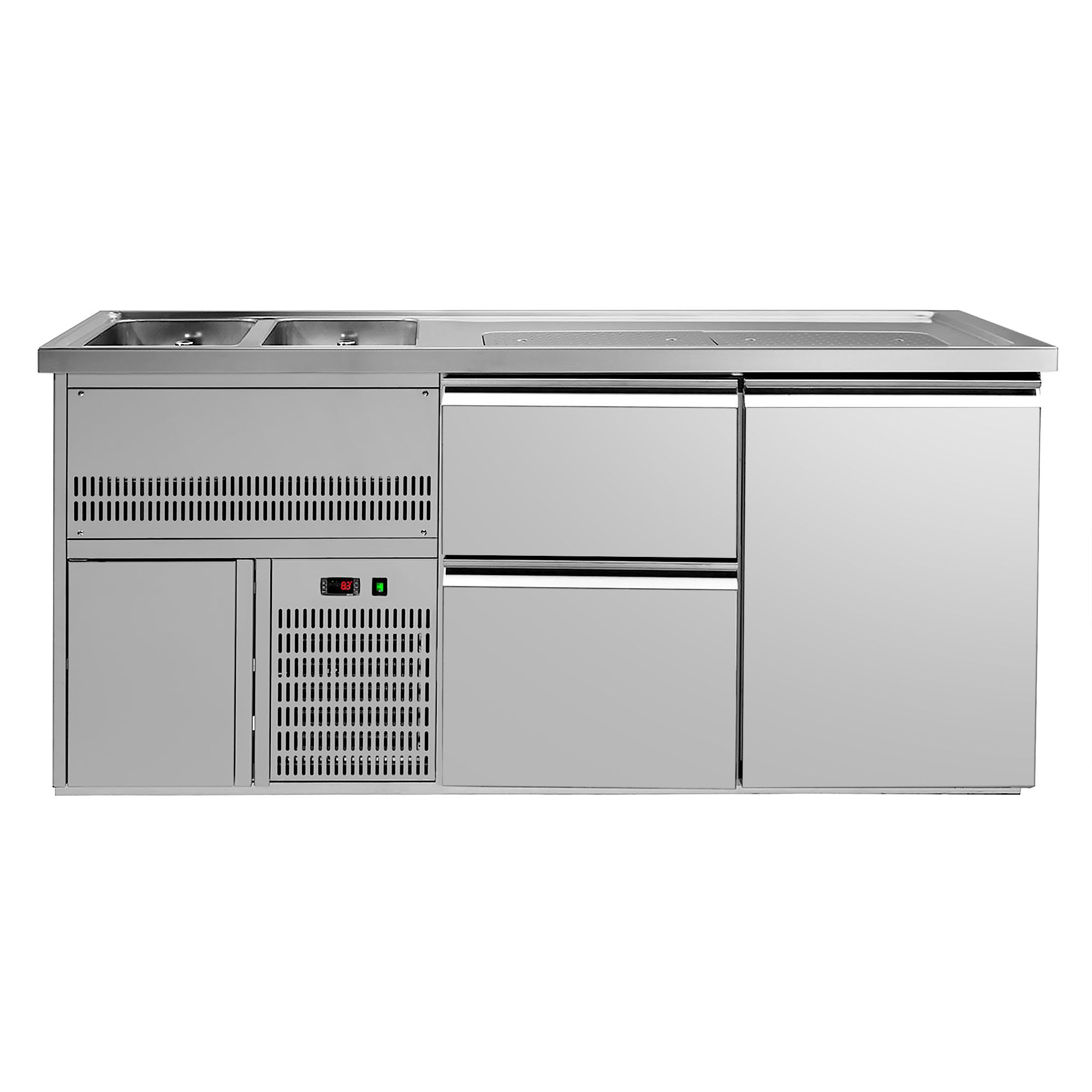 Comptoir à bière Premium PLUS – 1950 × 700 mm – 1 porte & 2 tiroirs