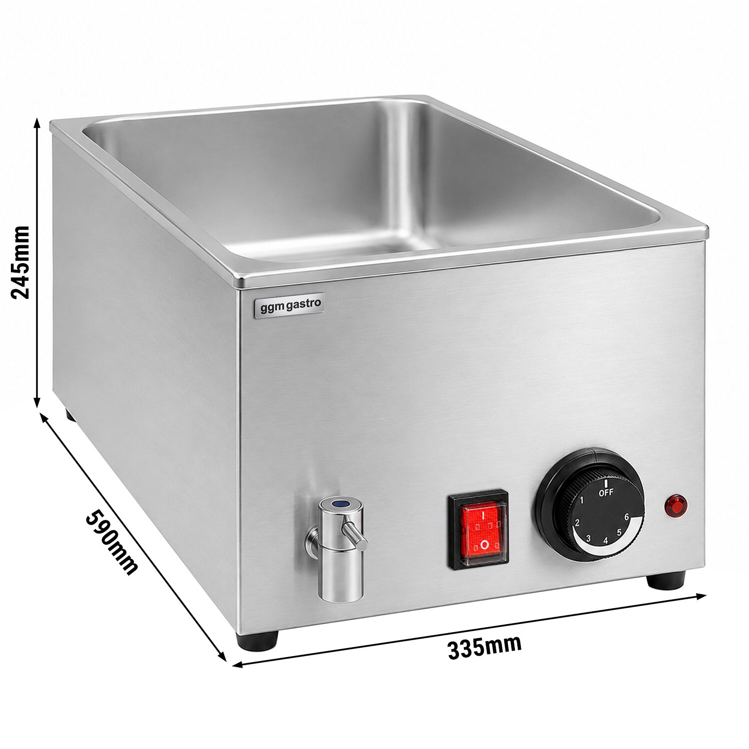 Countertop Bain Marie - GN 1/1 - 150mm deep - 1,2 kW - with Drain Tap