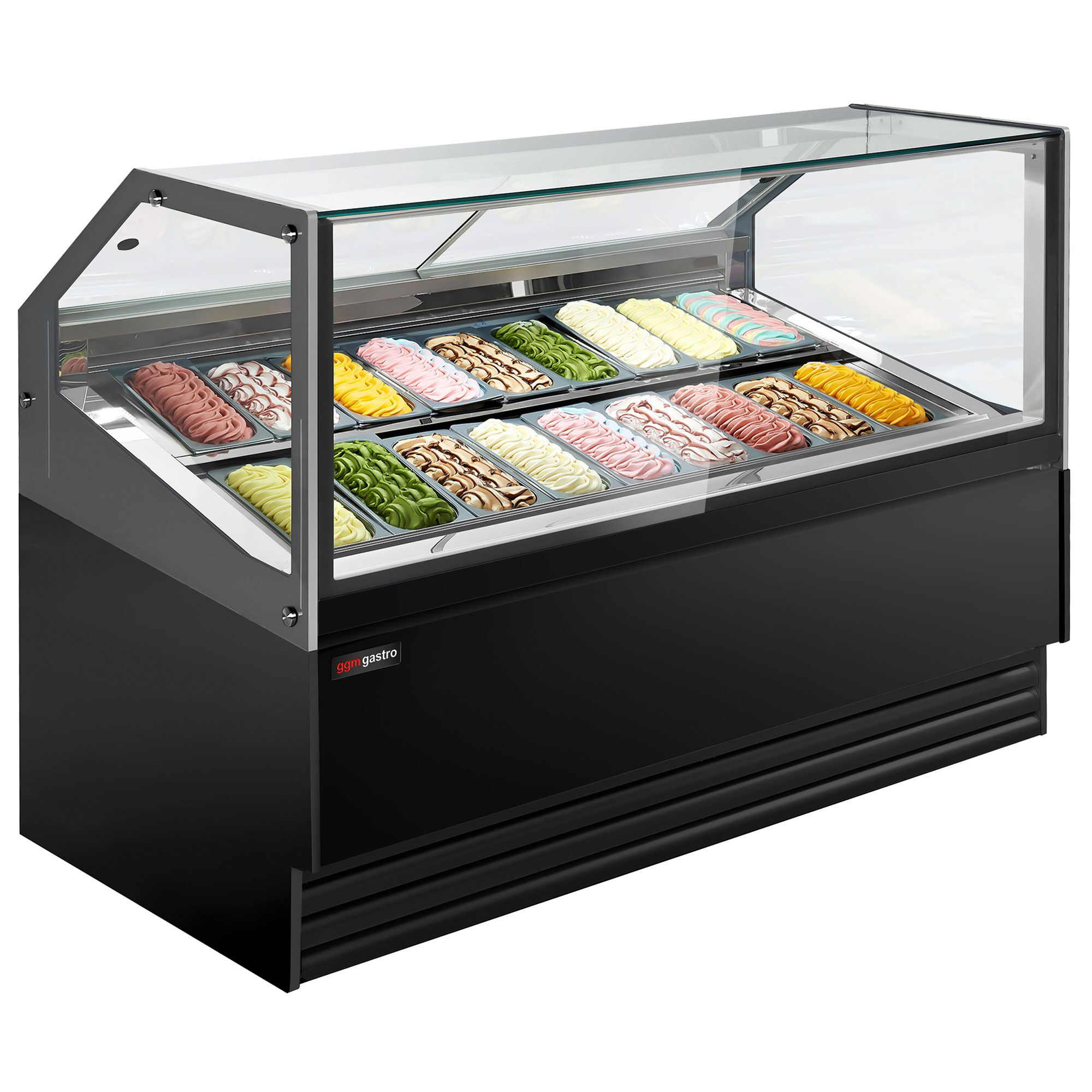 Vitrine à glace THEO – 1736 mm – refroidissement ventilé – pour 18 bacs à glace de 5 litres – Noir