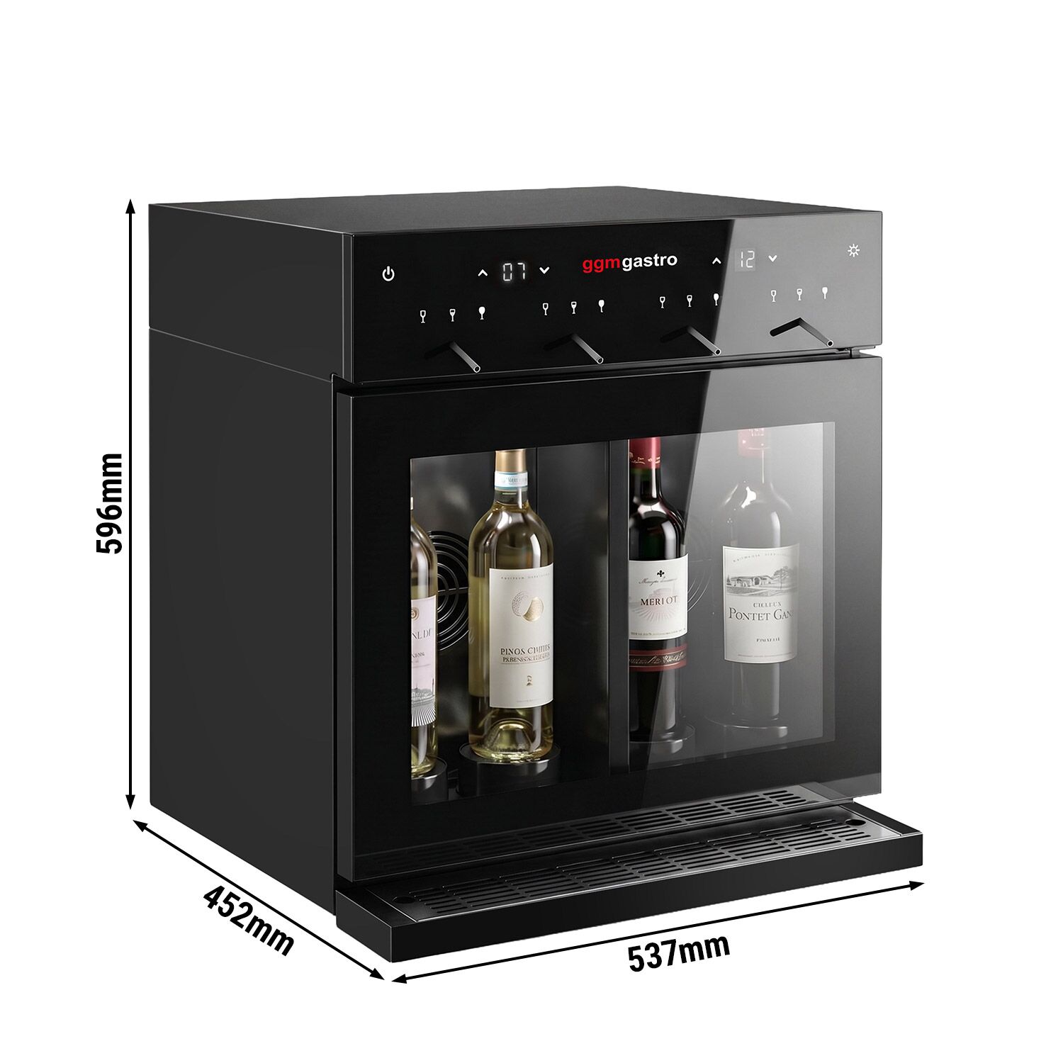 Distributeur de vin - 2 zones de température - réfrigéré - pour 4 bouteilles de vin
