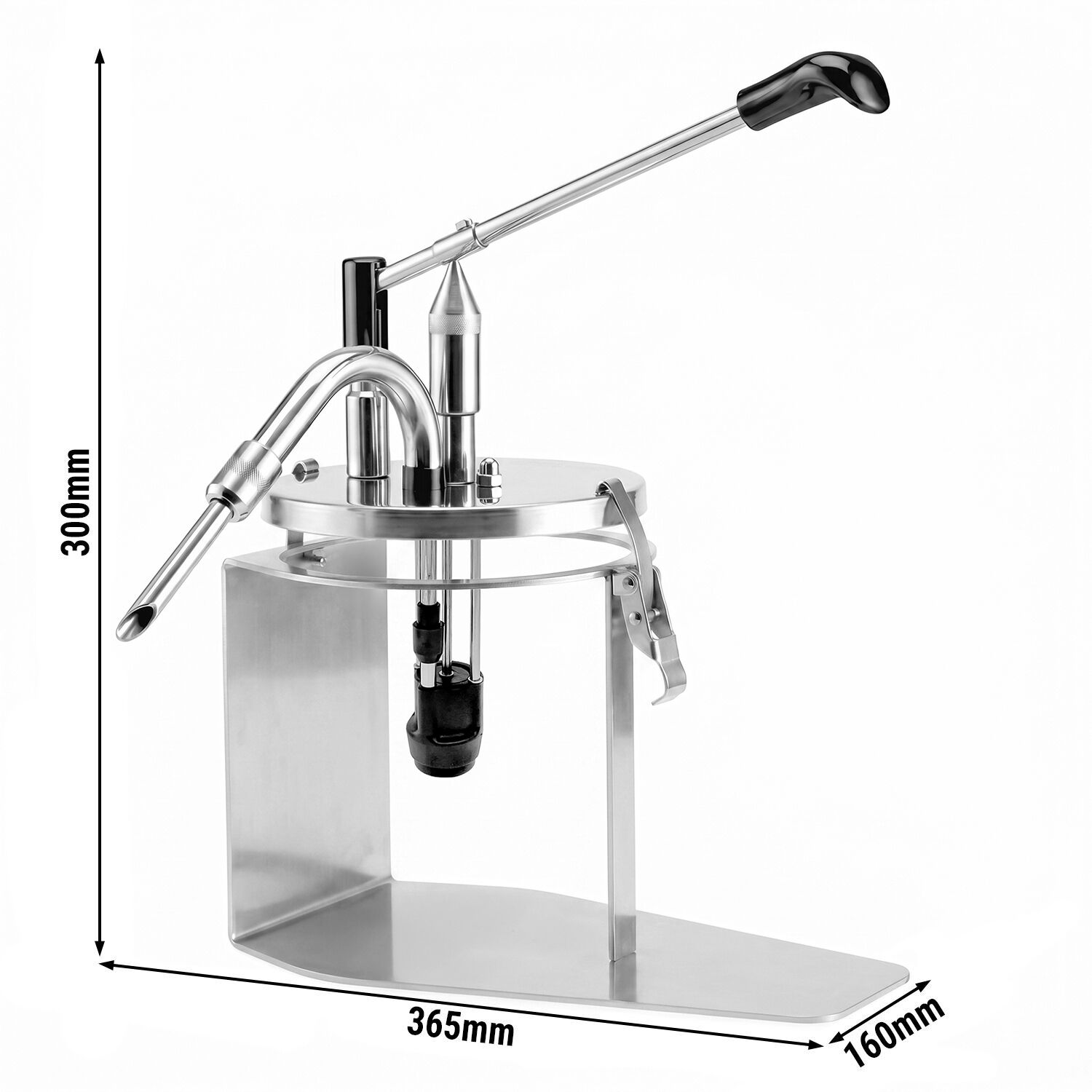 Portion Pump - adjustable dose - fits 3 litres Nutella buckets - Stainless steel - 365x300x160mm - without container - incl. stainless steel frame