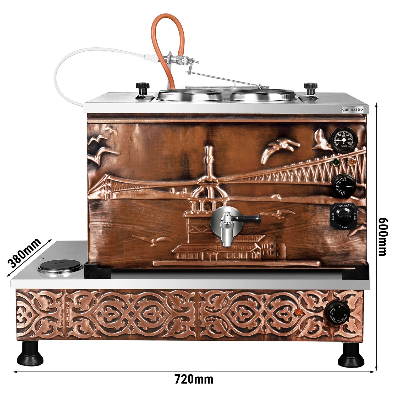 Commercial Electric Copper Tea Urn - 770mm - 22 Litres - Istanbul Design