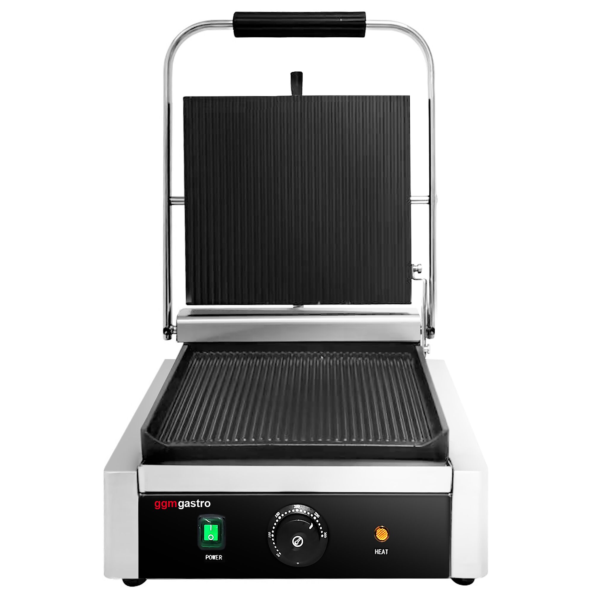 Presse à Panini / Gril de contact - 2kW - Plaques rainurées - Surface de cuisson : 270x255mm